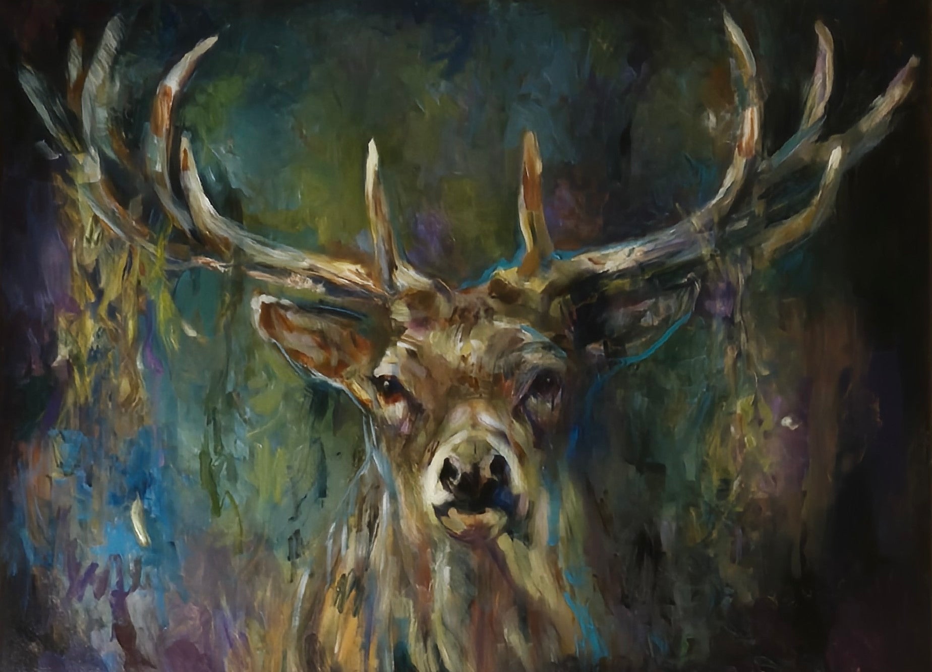 'In the Light' - Original Stag Painting 60 x 80 cm