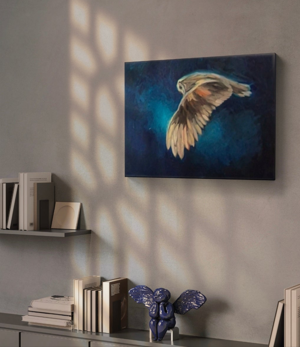 'Silent Light' - Original Barn Owl Oil Painting - 50 x 60 cm
