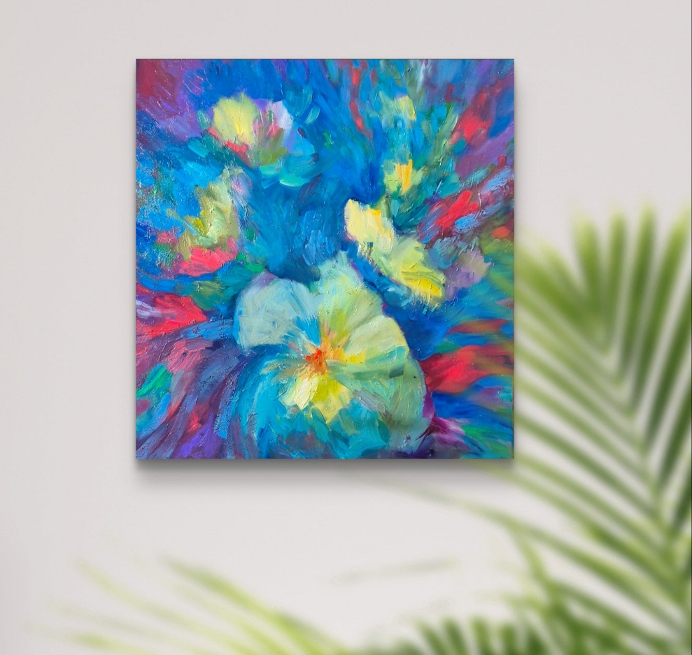 "Hibiscus Twirl"- 60 x 60 cm/ 25 x 25 "