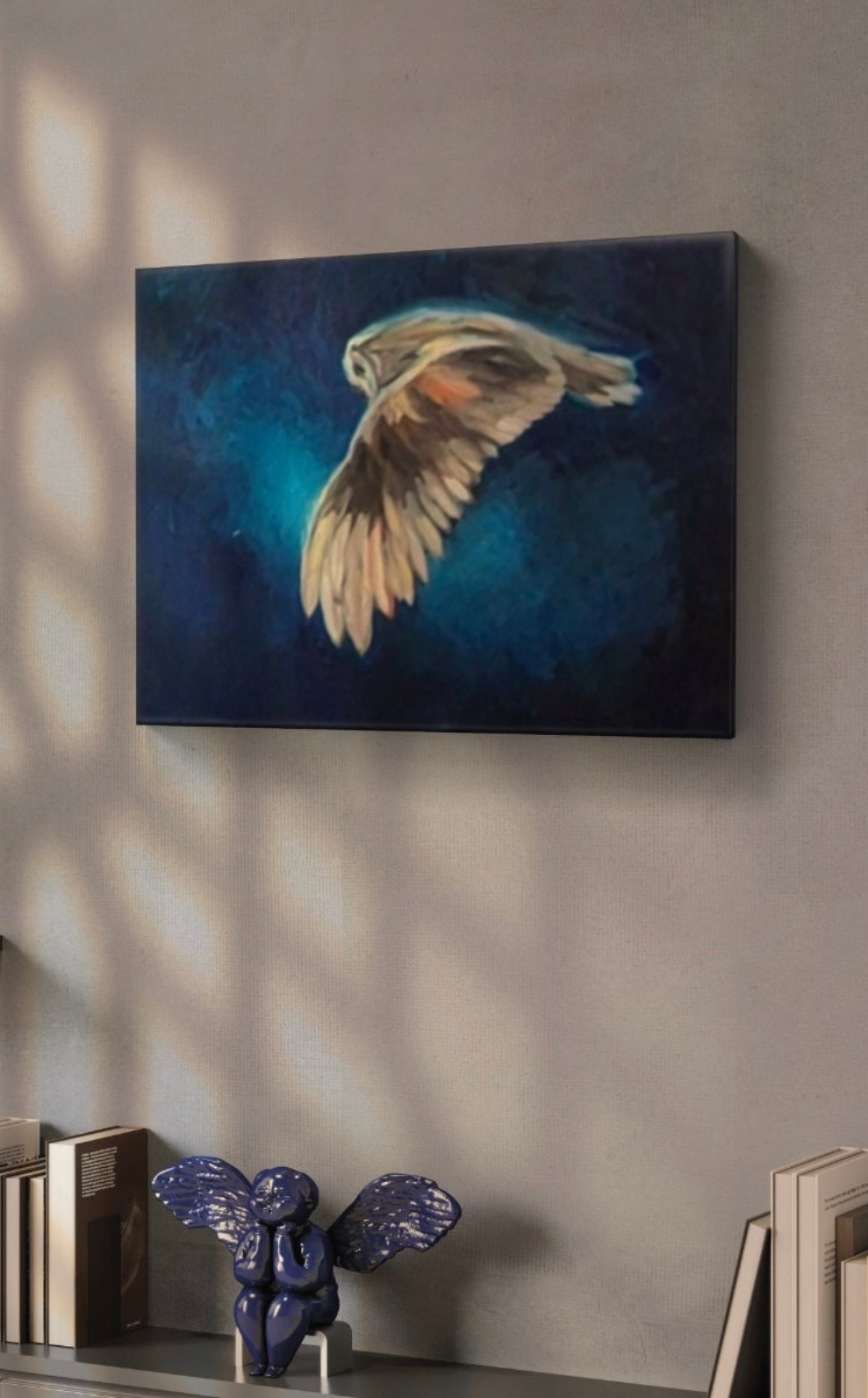 'Silent Light' - Original Barn Owl Oil Painting - 50 x 60 cm