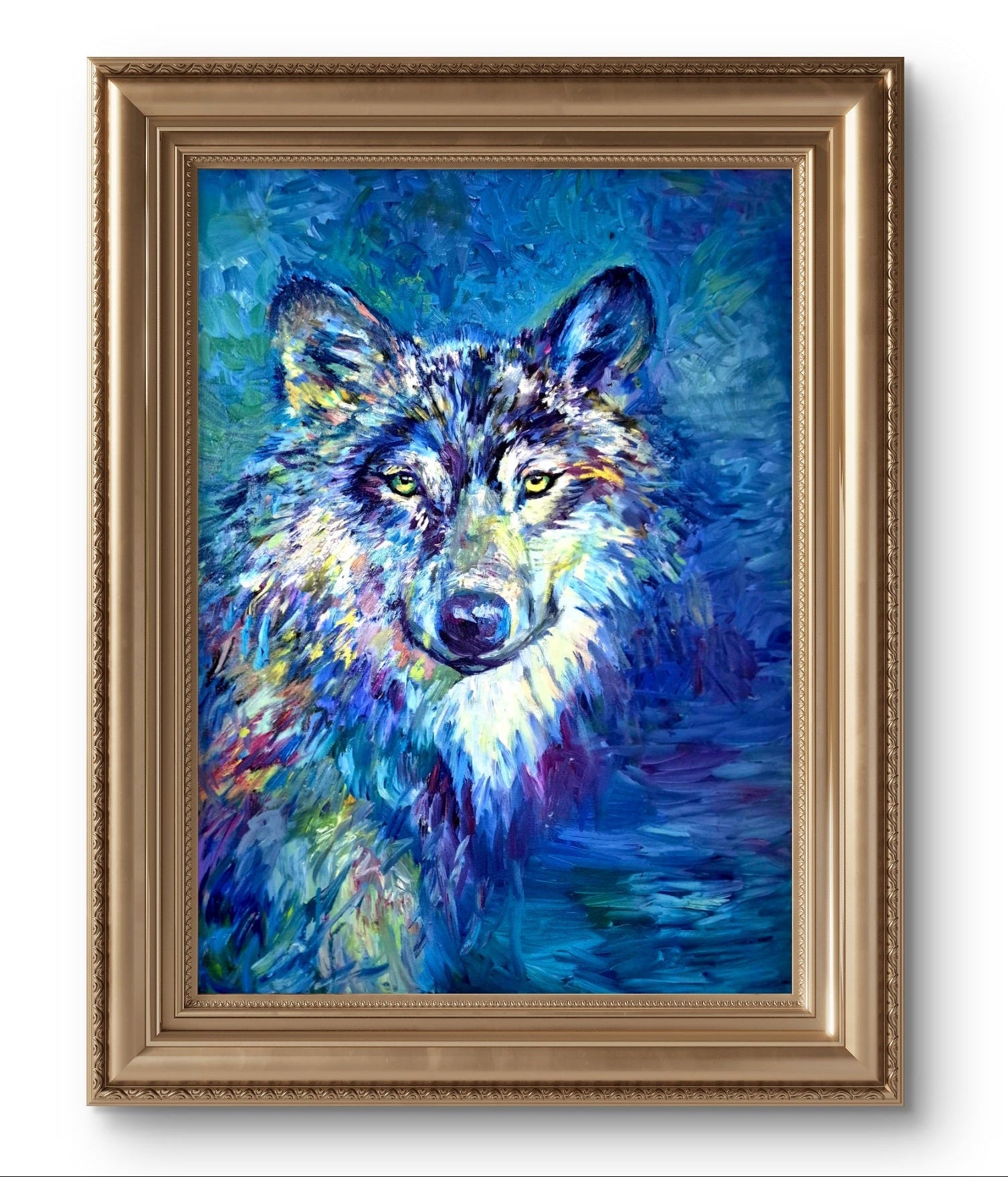 Signal Wolf - Original Oil Painting - 80 x 50 cm / 30 x 20 "