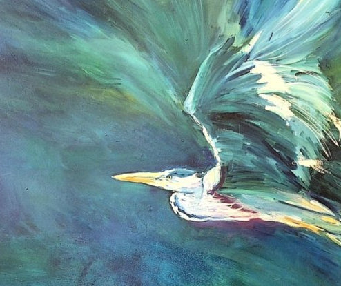 The Heron Skyward - Original Oil Painting 120 x 100 cm