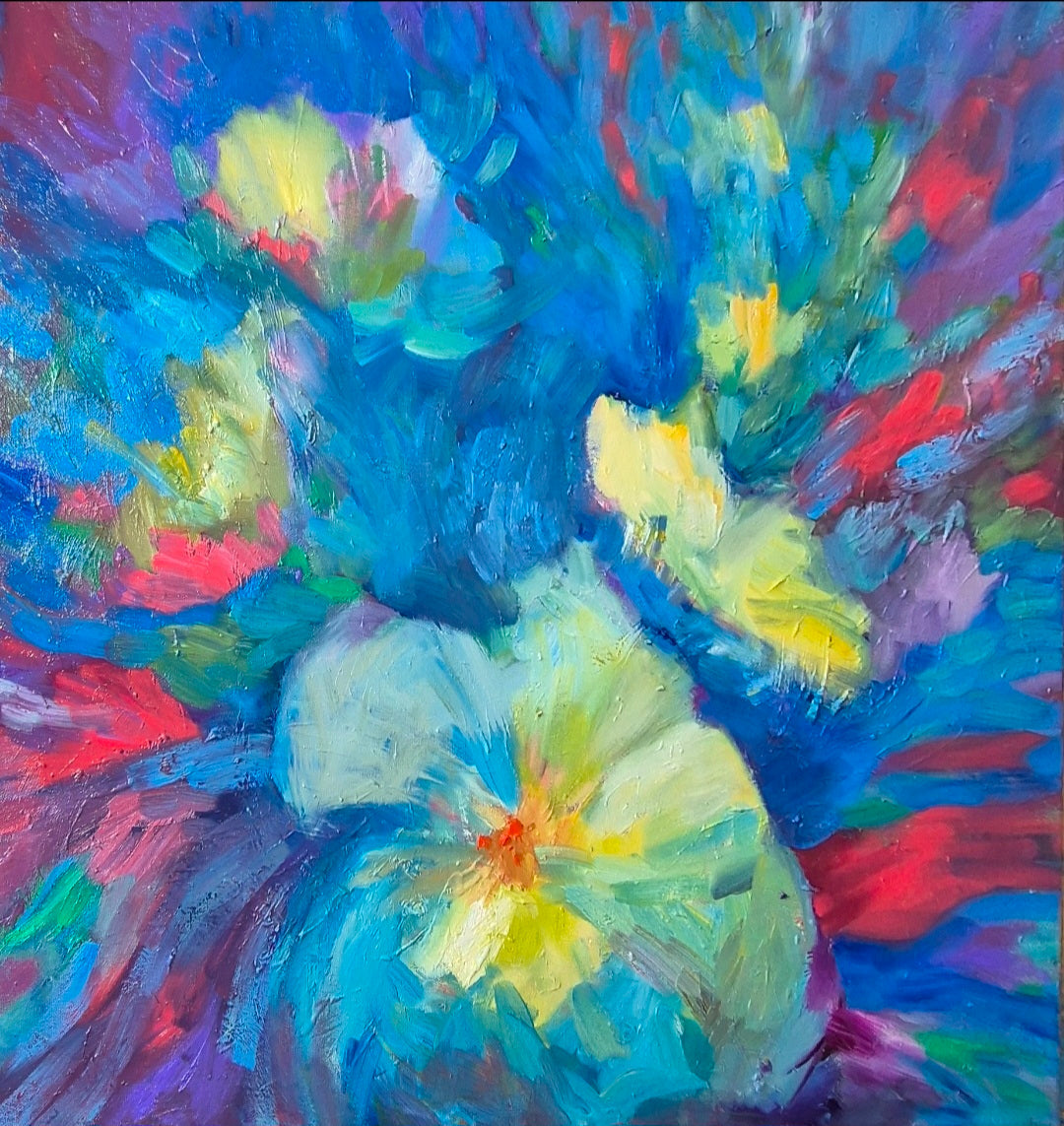 "Hibiscus Twirl"- 60 x 60 cm/ 25 x 25 "