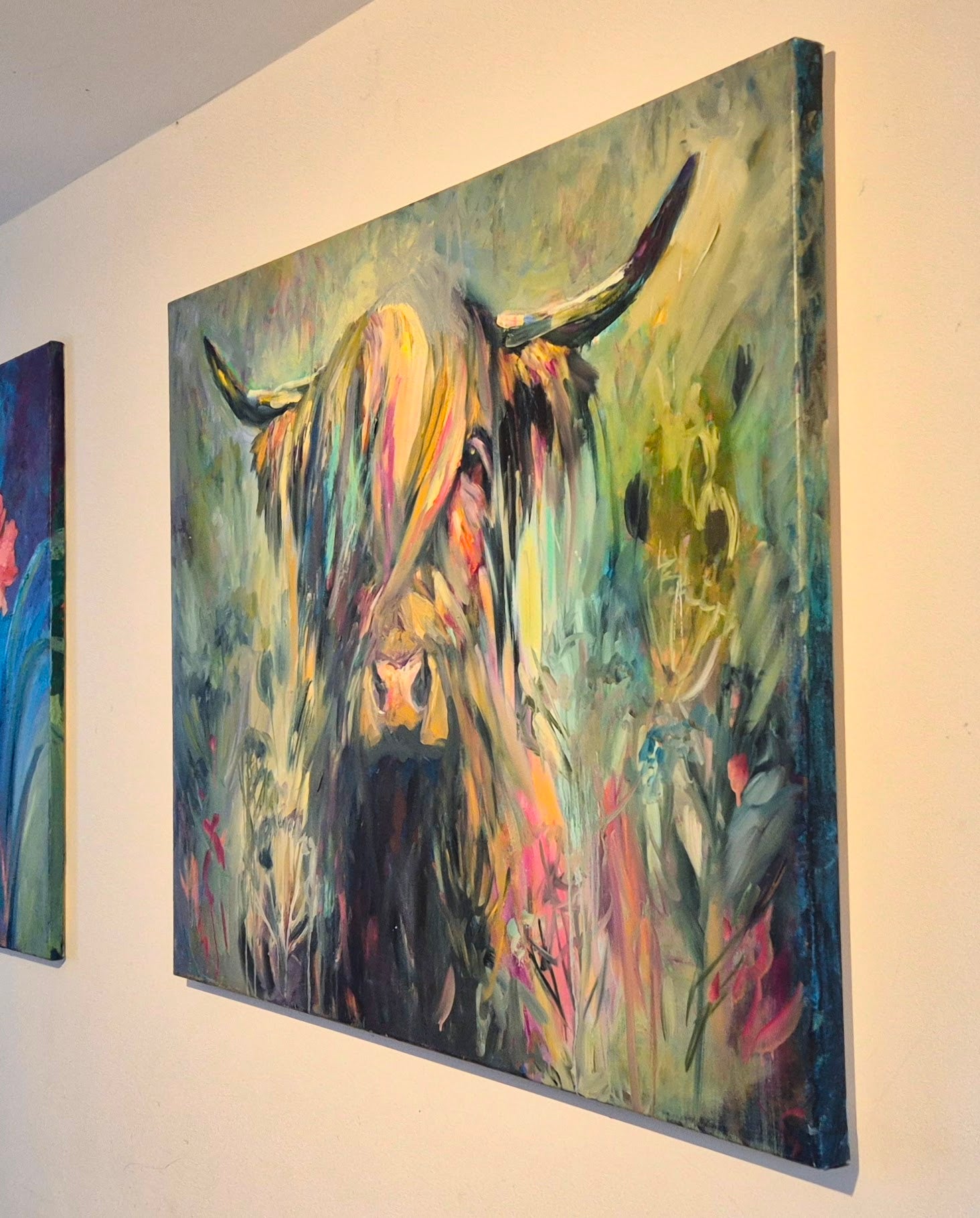 'Isle of Canna' Original Highland Cow Oil Painting. 80 x 100 cm/30 x 40 "