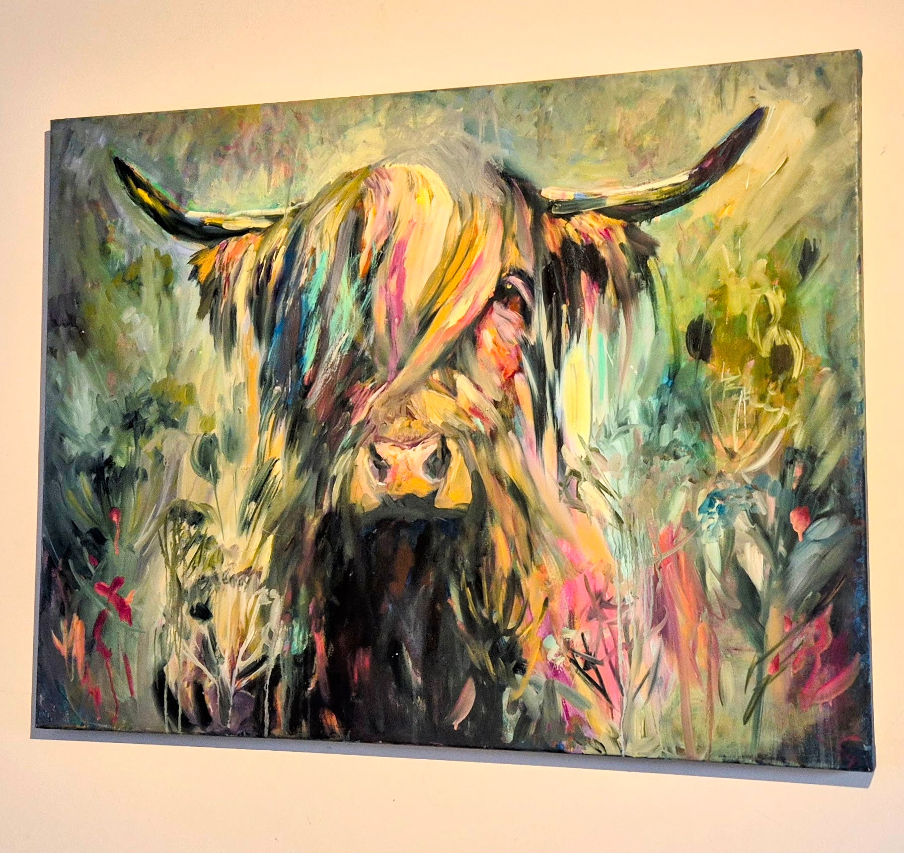 'Isle of Canna' Original Highland Cow Oil Painting. 80 x 100 cm/30 x 40 "