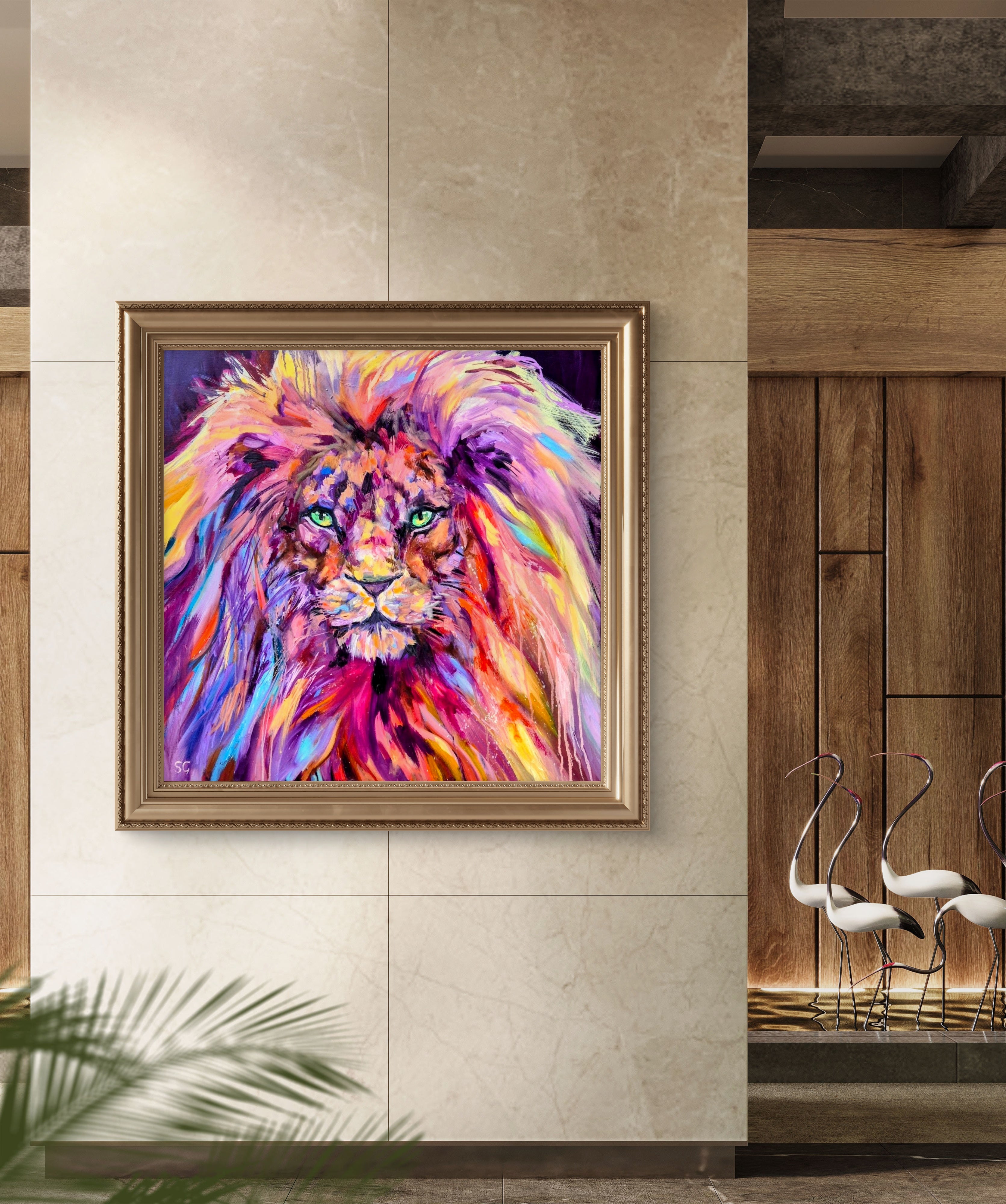 'Majestic Heart' - Original Lion Oil Painting 70 x 70 cm