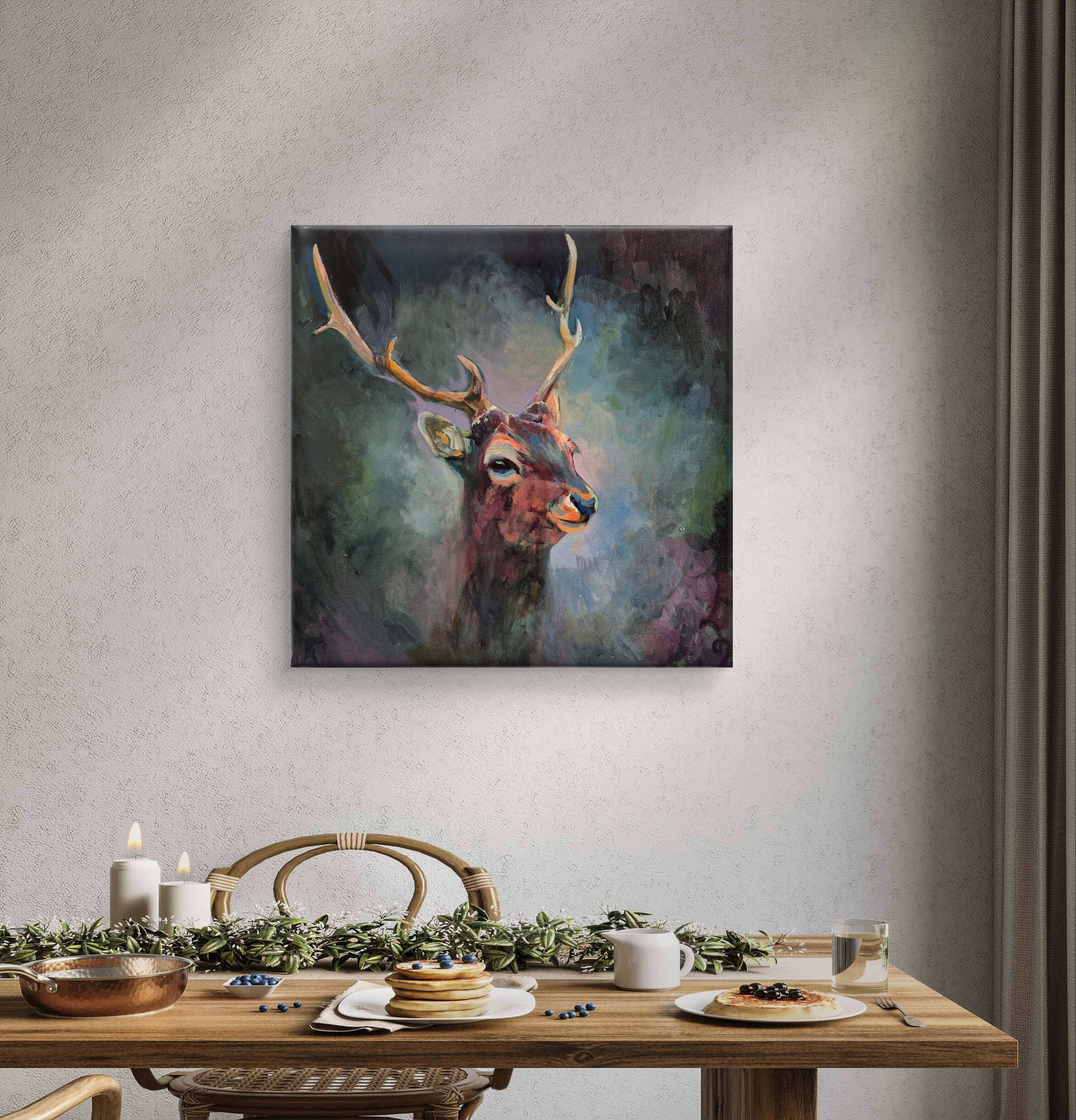 'Carsington' - Original Stag Painting 50 x 50 cm