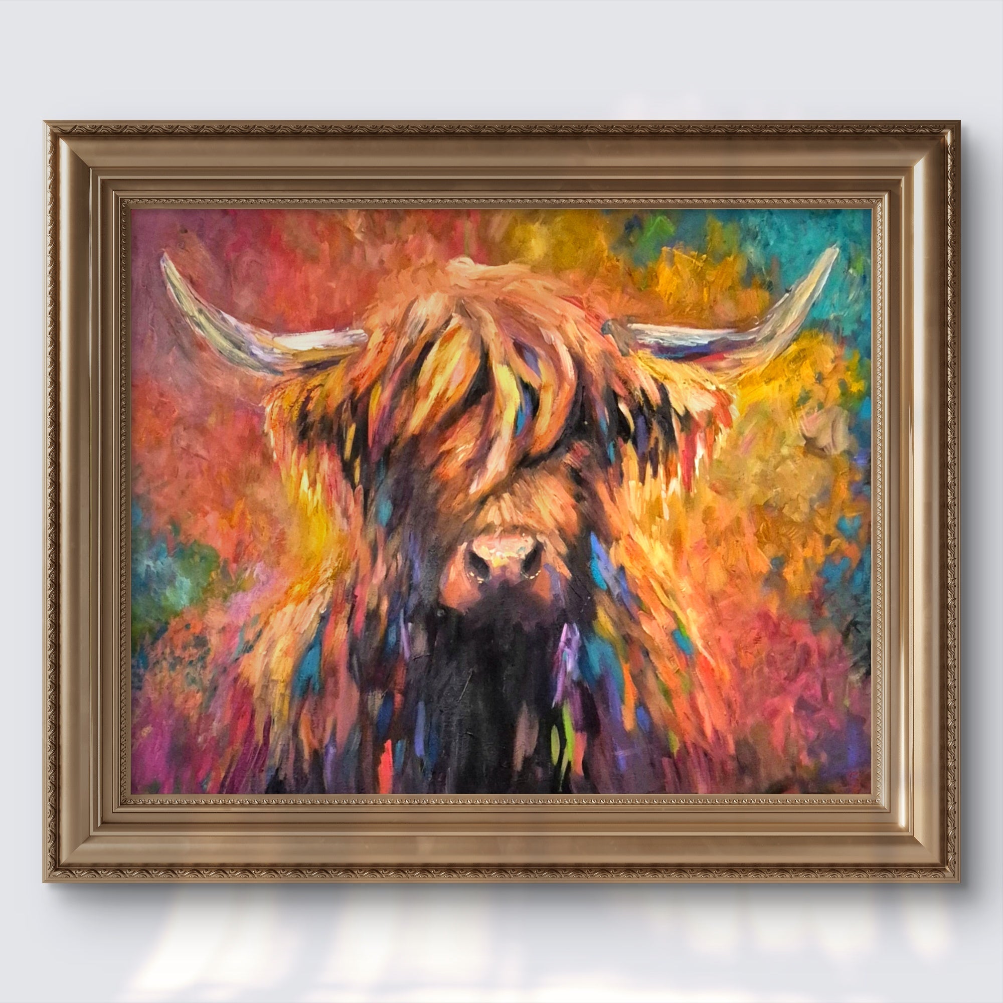 "Aviemore" Original Highland Cow Oil Painting 40 x 28"/76 x 100 cm