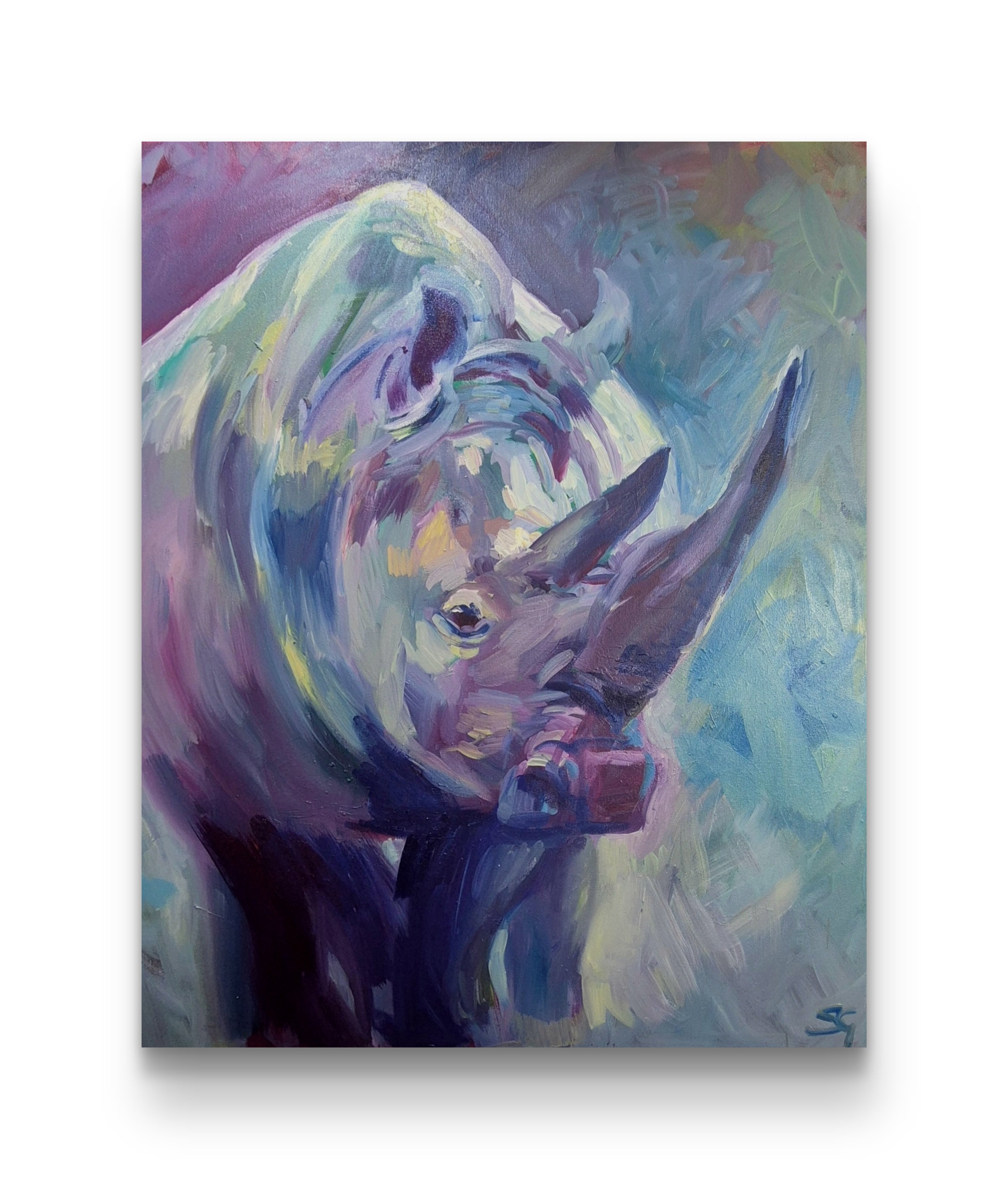 Prism Rhino - Original Oil Painting - 100 x 80 cm / 40 x 30"