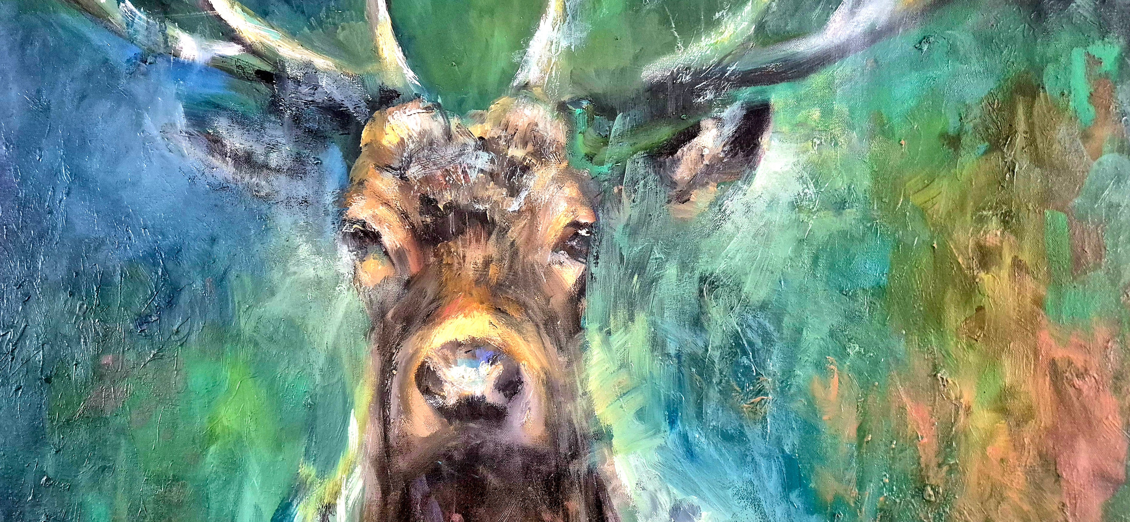 'Amberley' - Original Stag Painting 100 x 80 cm/ 40 x 30"