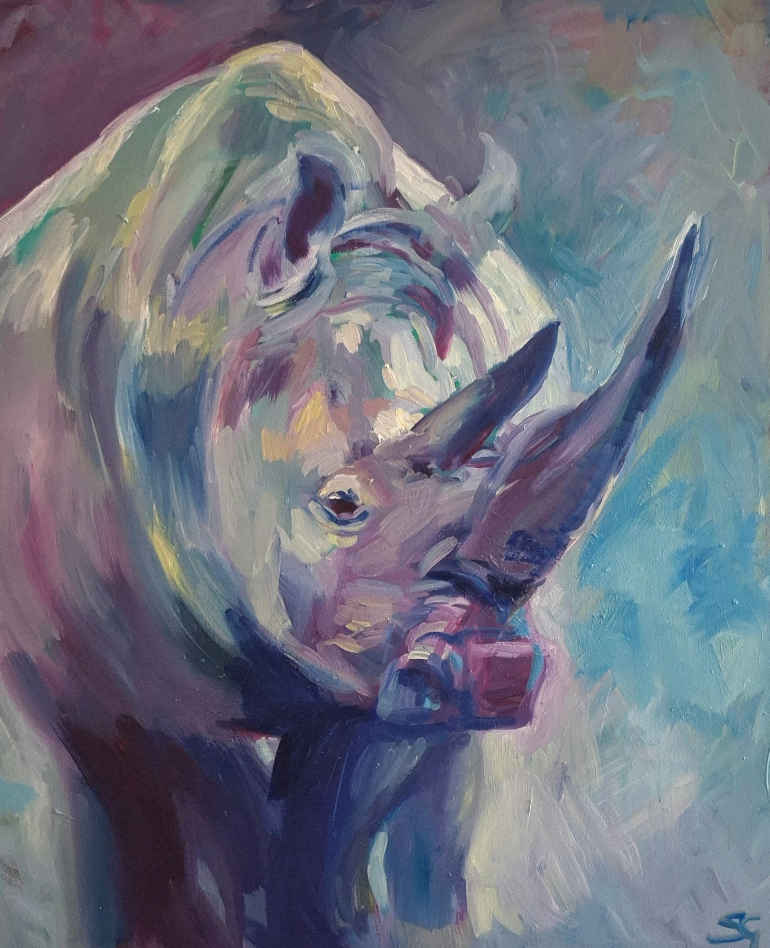 Prism Rhino - Original Oil Painting - 100 x 80 cm / 40 x 30"