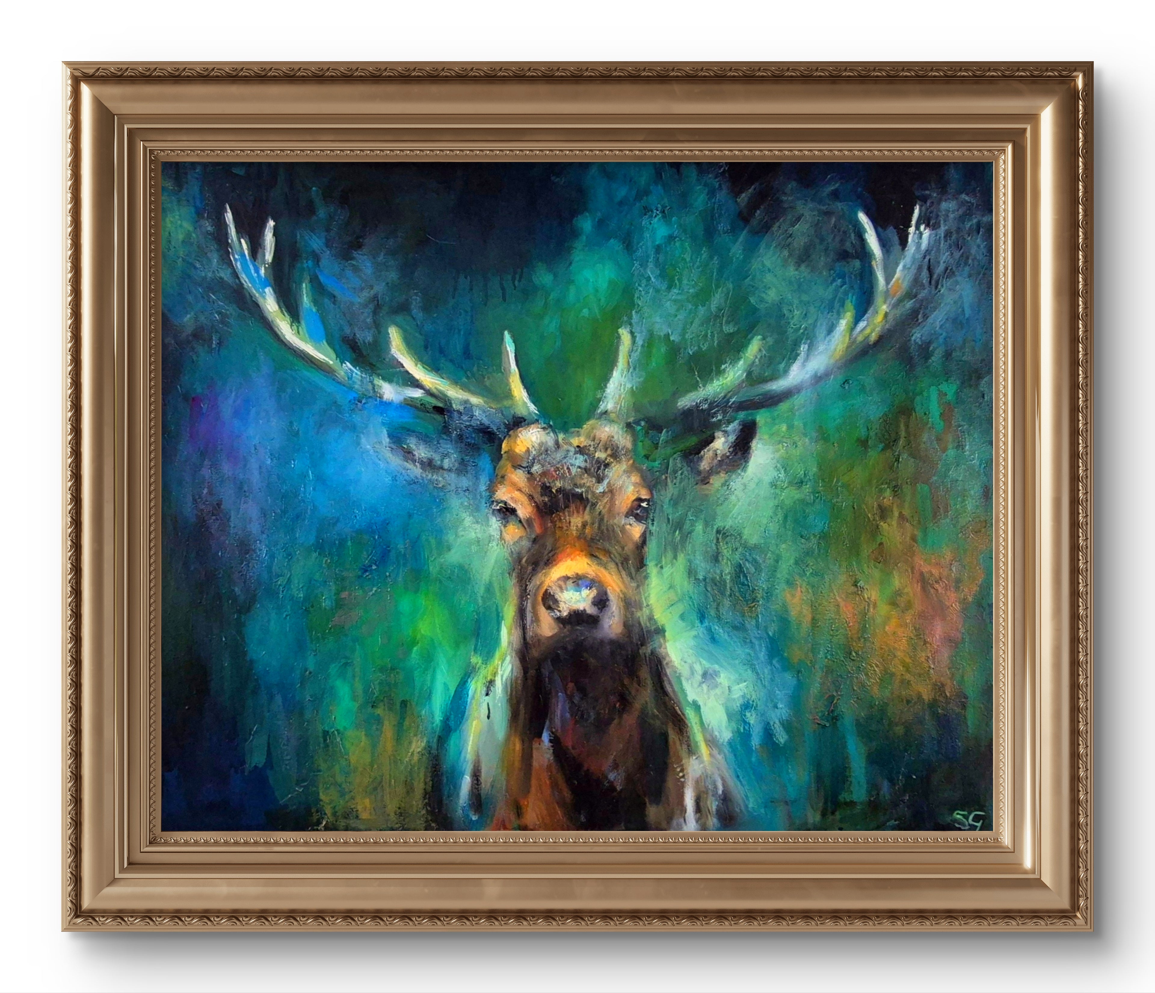 'Amberley' - Original Stag Painting 100 x 80 cm/ 40 x 30"