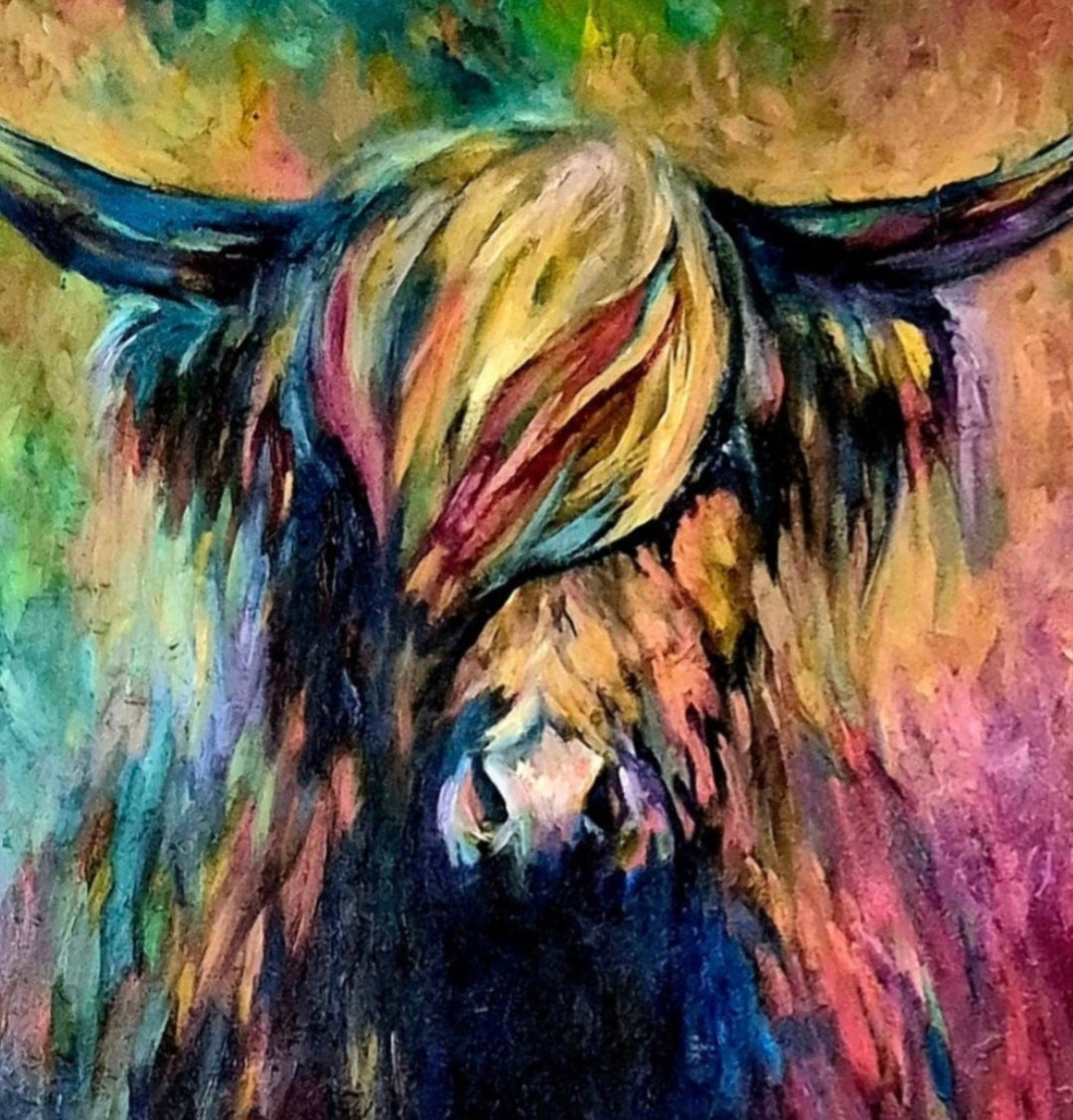 "Ballantine" Original Highland Cow Oil Painting 40 x 30"/80 x 100 cm