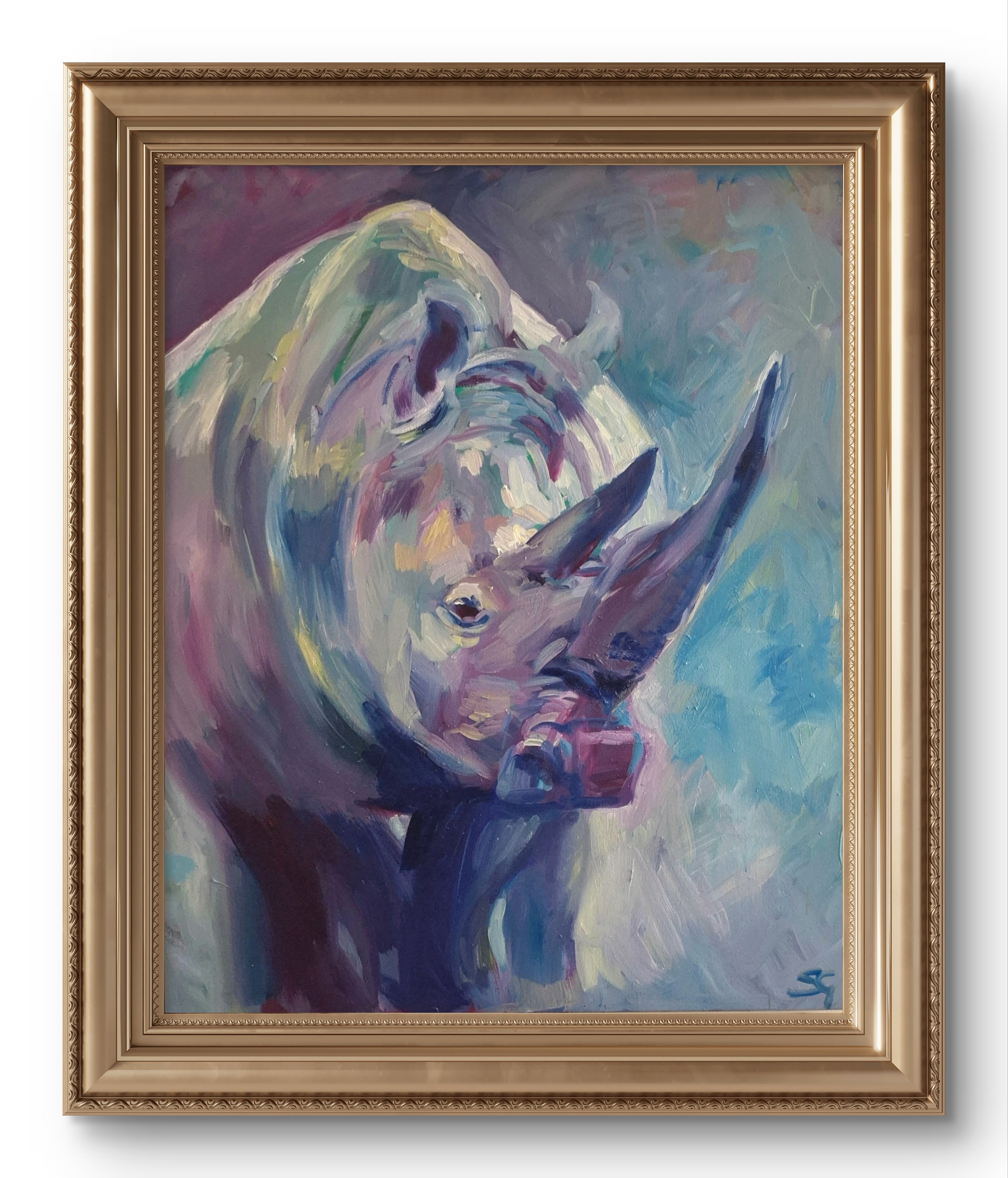 Prism Rhino - Original Oil Painting - 100 x 80 cm / 40 x 30"