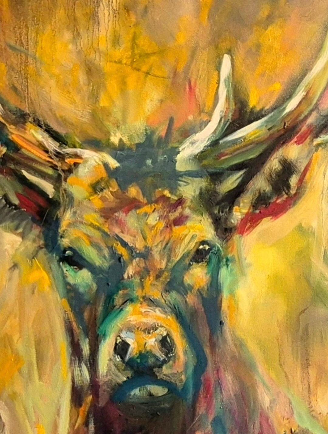 'Idris' Original Red Deer Stag Oil Painting. 120 x 150 cm/40 x 60"
