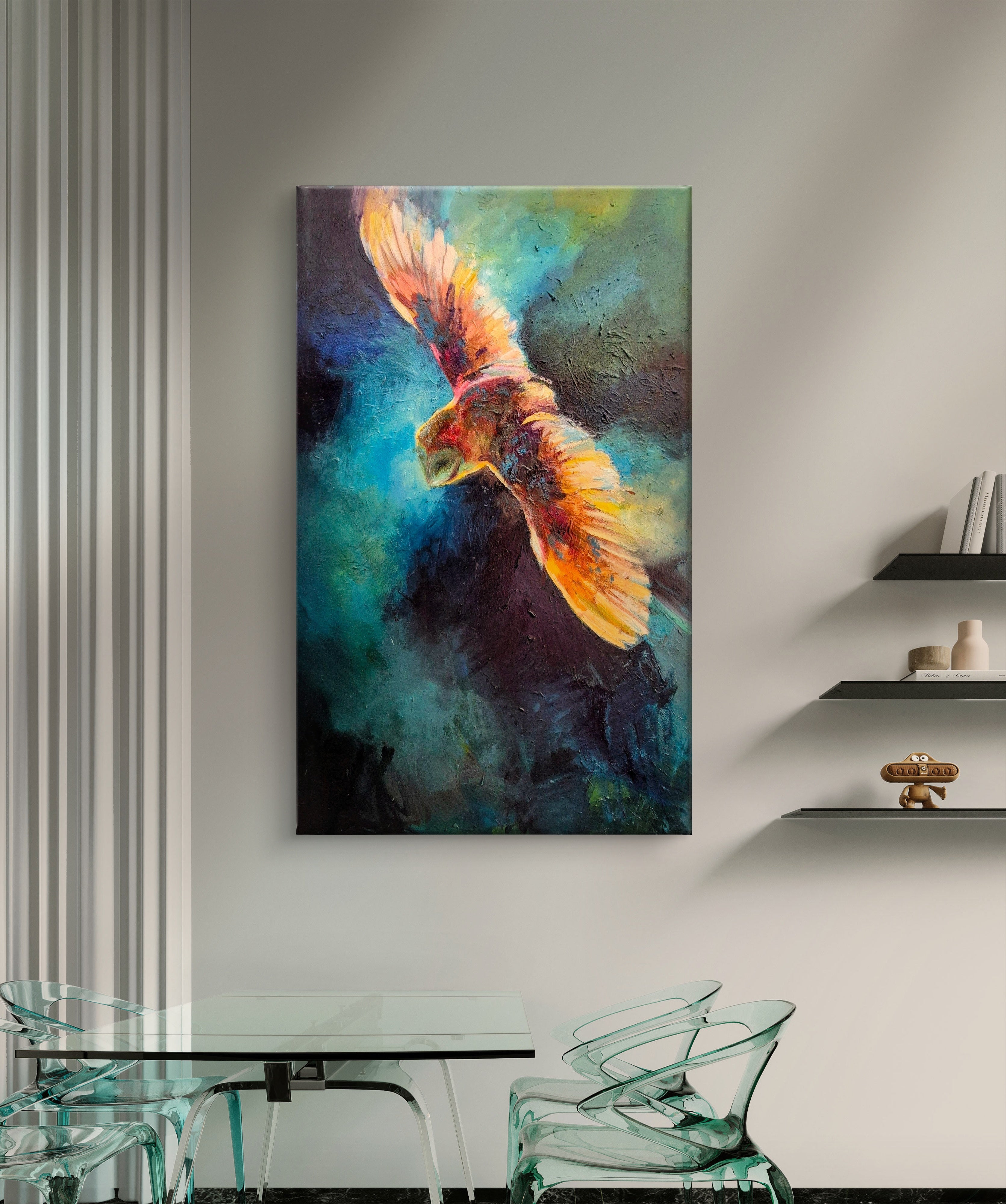 'Liberty is Yours' Original Owl Oil Painting - 50 x 80 cm