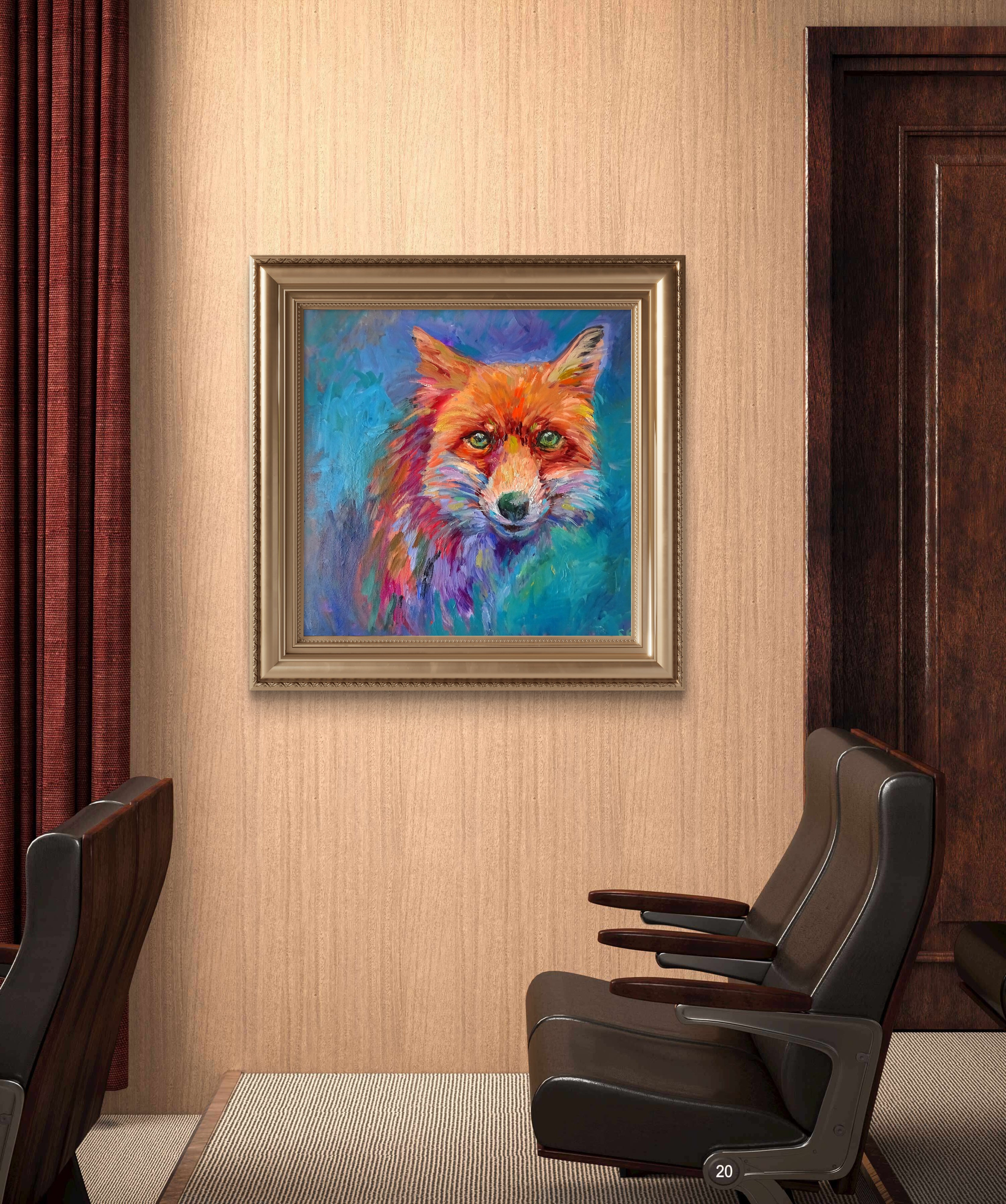'Seen at Twilight' - Original Fox  Oil Painting 50 x 50 cm/ 20 x 20"