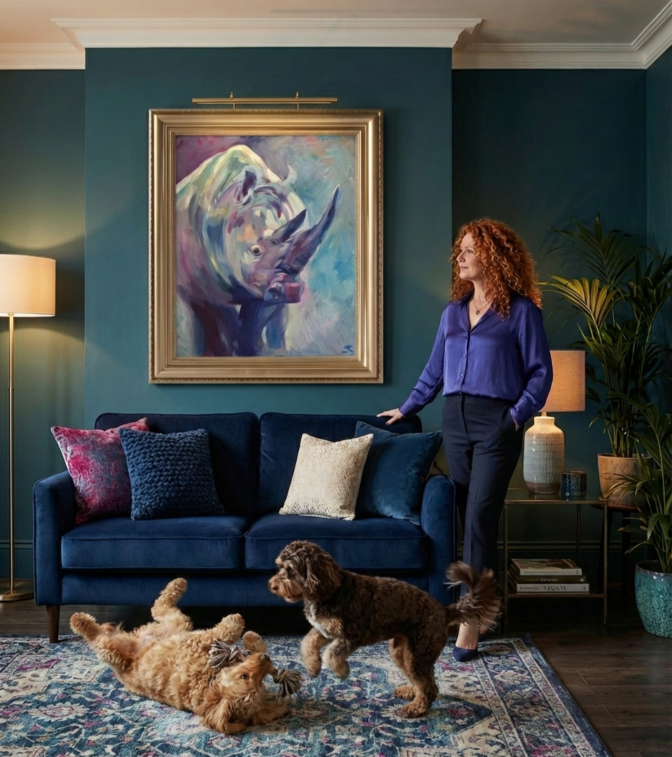 Prism Rhino - Original Oil Painting - 100 x 80 cm / 40 x 30"