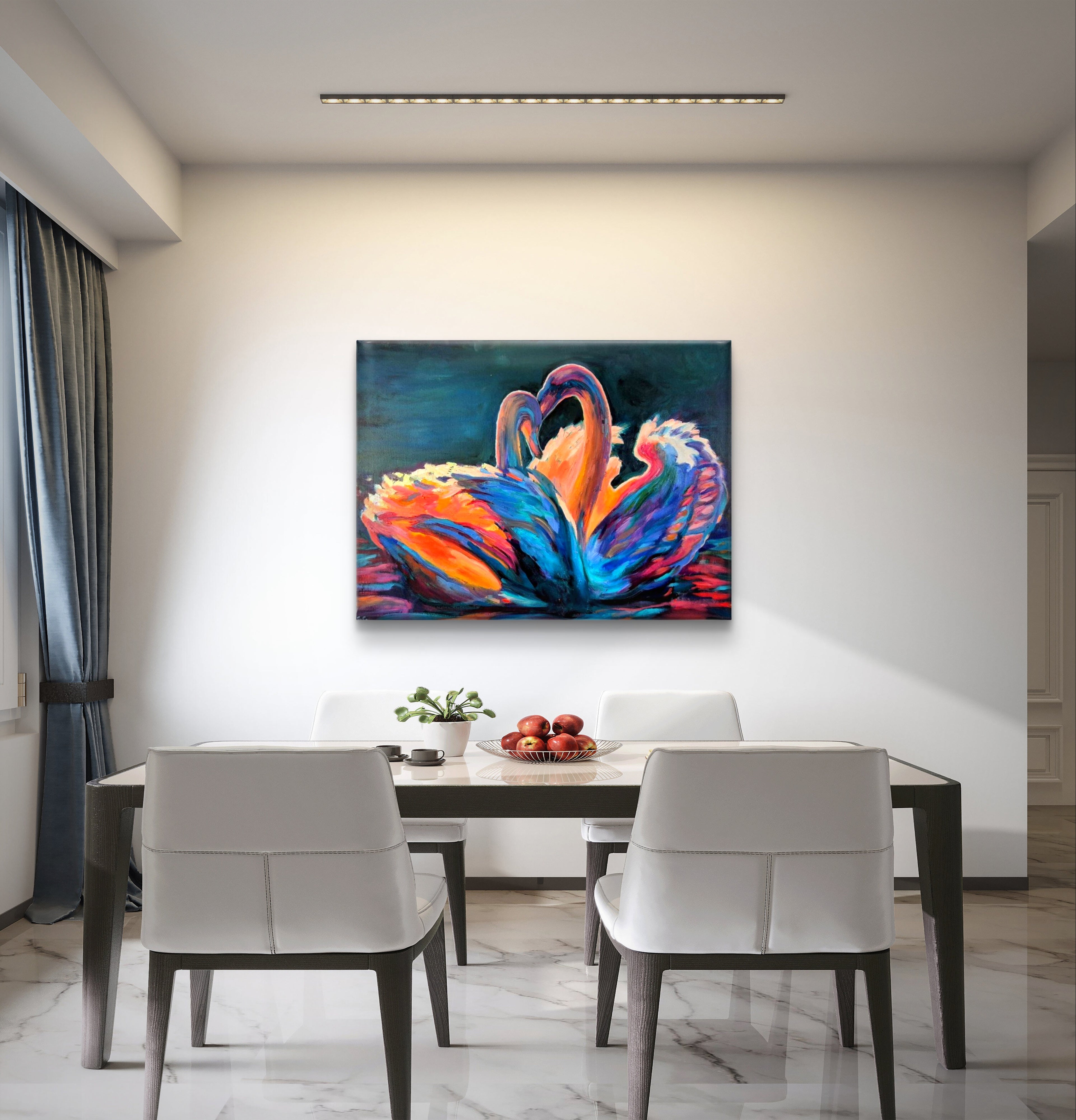 "Celestial Swans" 77 x 100 cm/ 30 x 40 " Original Oil Painting