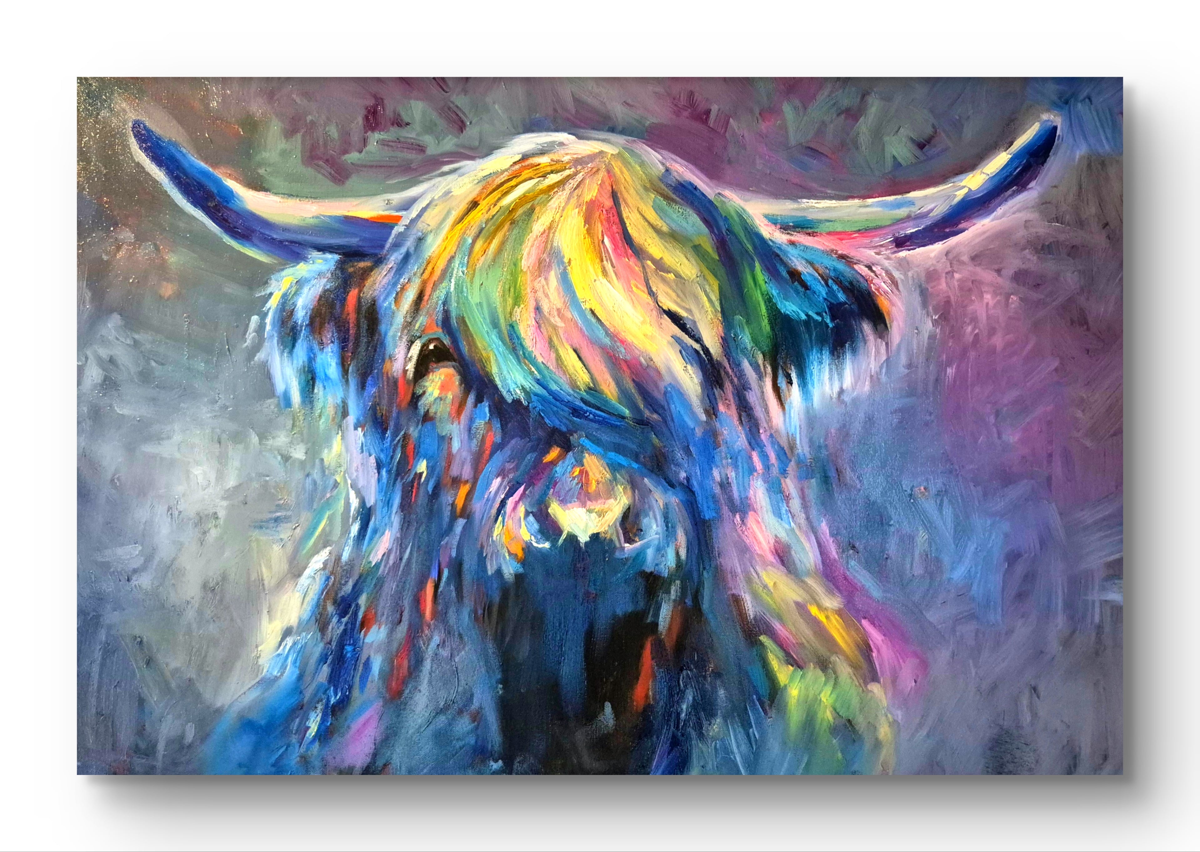 Nevada - Original Highland Cow Oil Painting. 80 x 50"