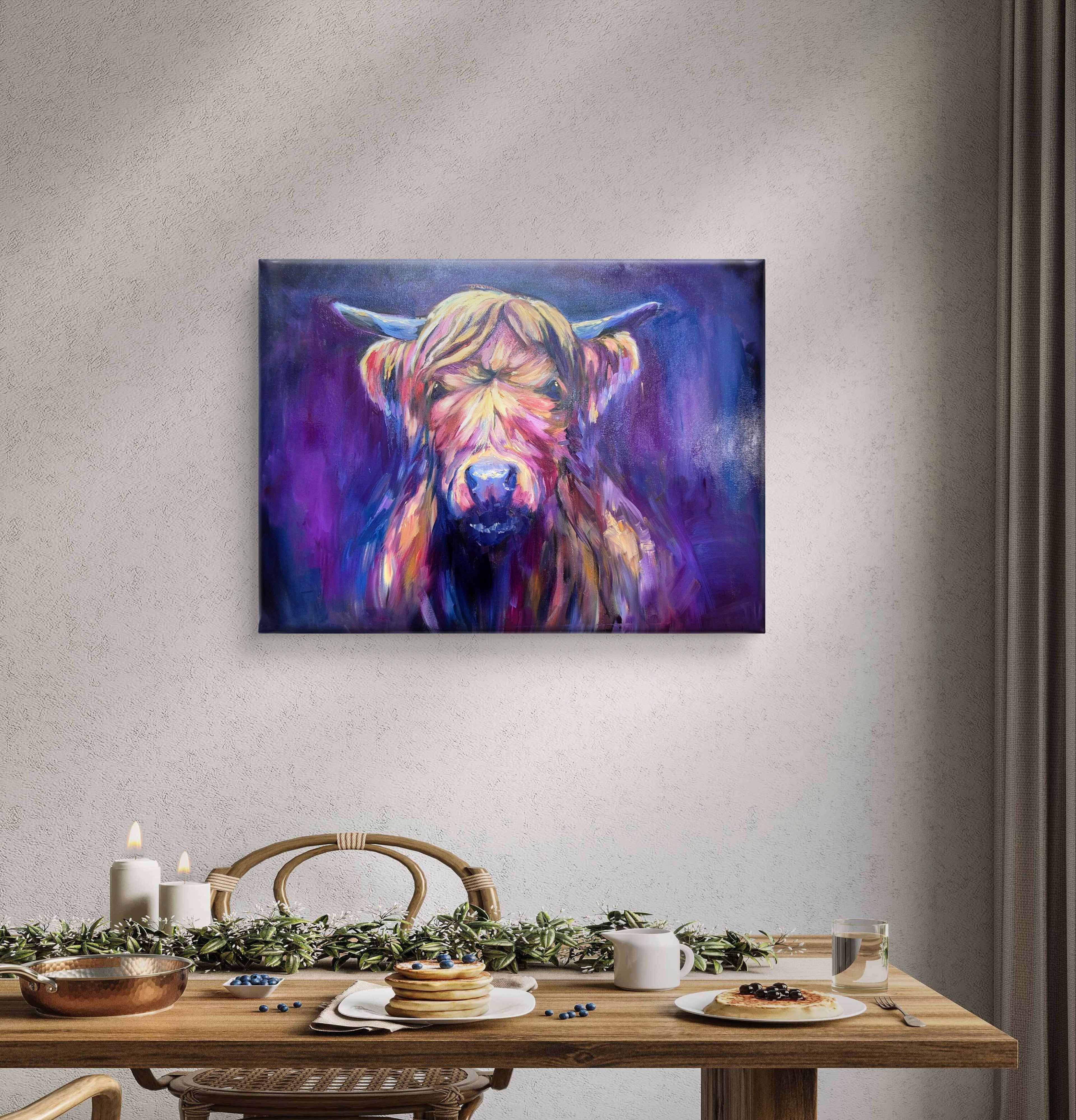 'Larrimuir' Original Highland Cow Oil Painting. 50 x 80 cm