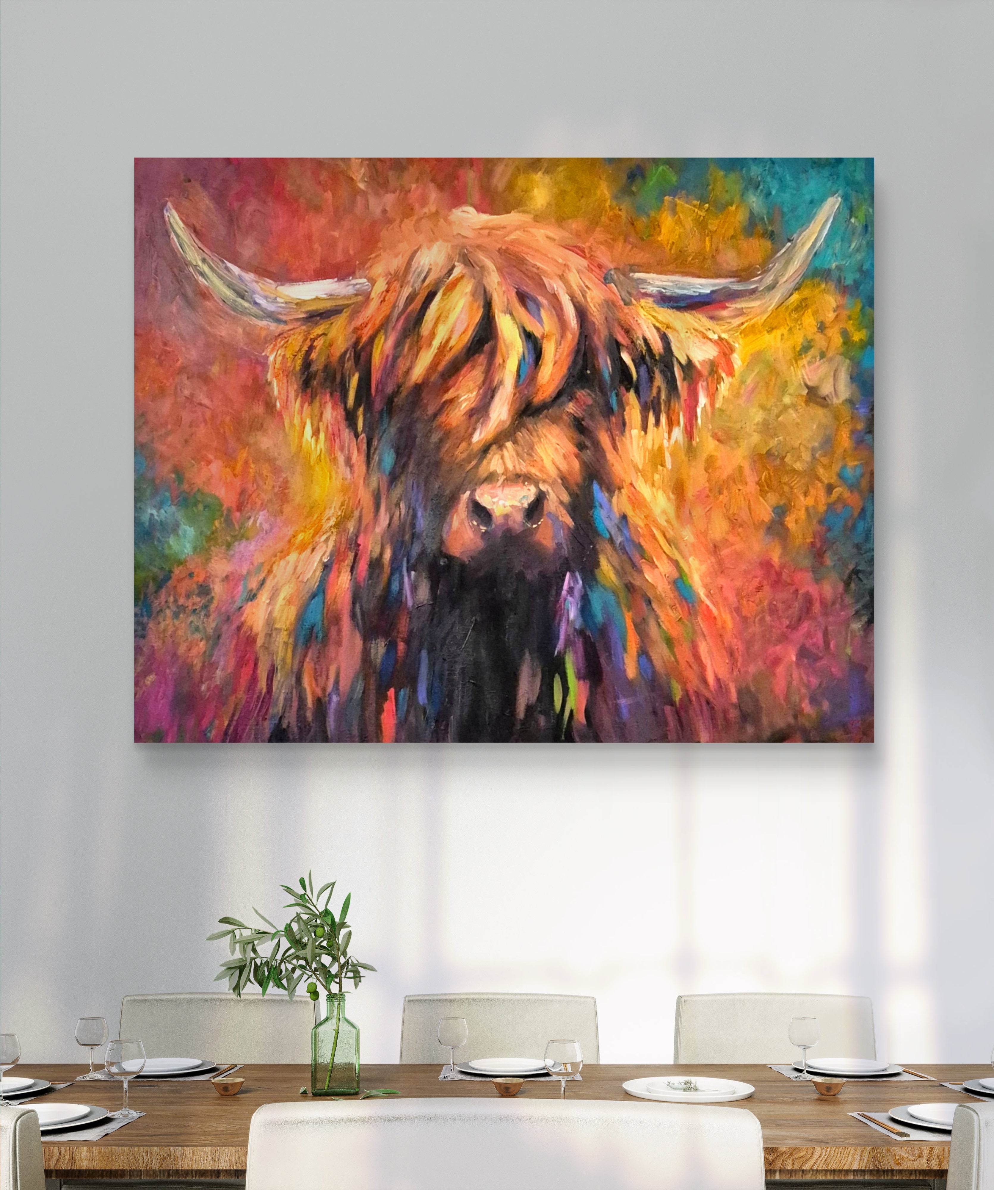"Aviemore" Original Highland Cow Oil Painting 40 x 28"/76 x 100 cm