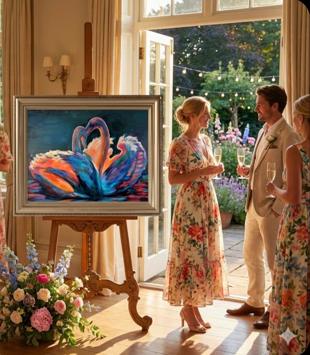 Celestial Swans - Original Oil Painting 78 x 100 cm/30 x 40"