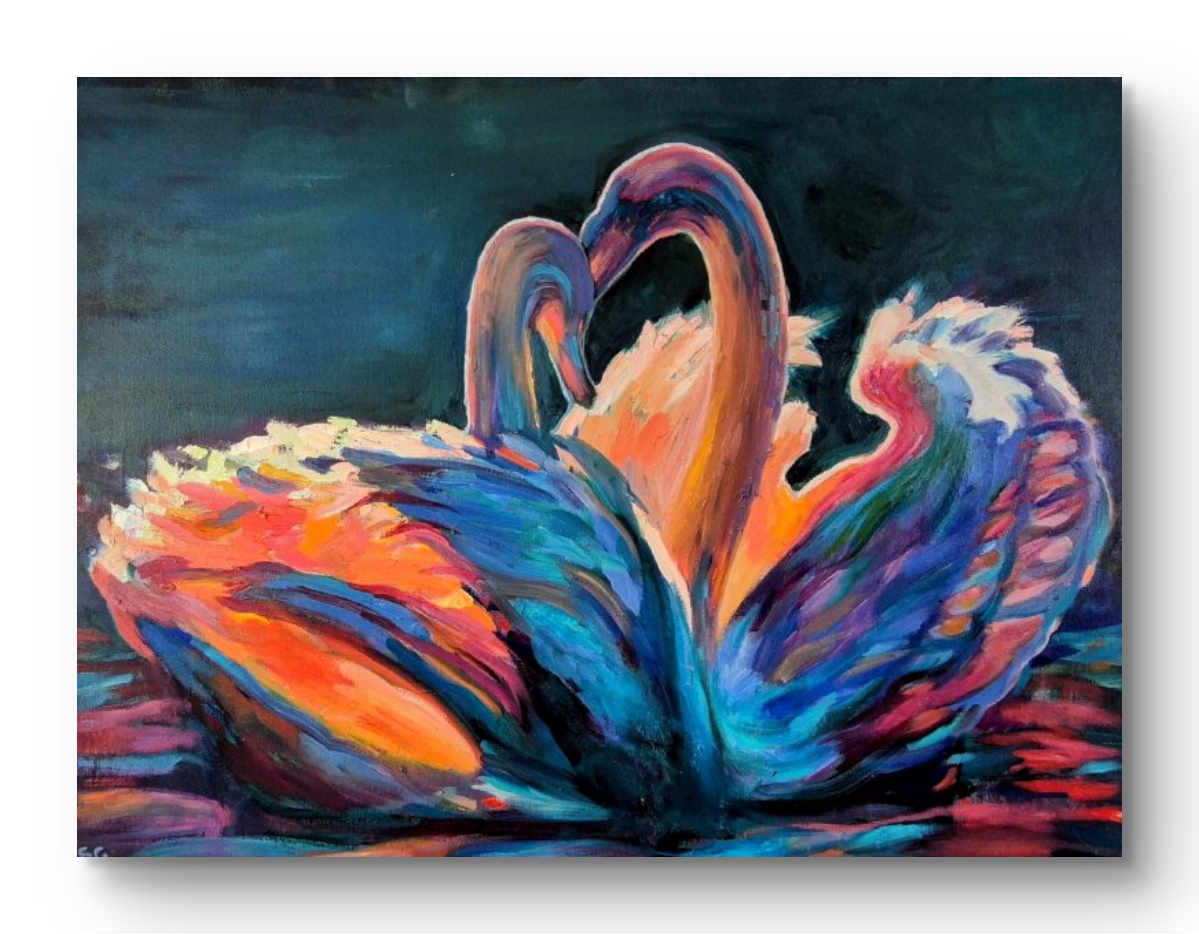 "Celestial Swans" 77 x 100 cm/ 30 x 40 " Original Oil Painting