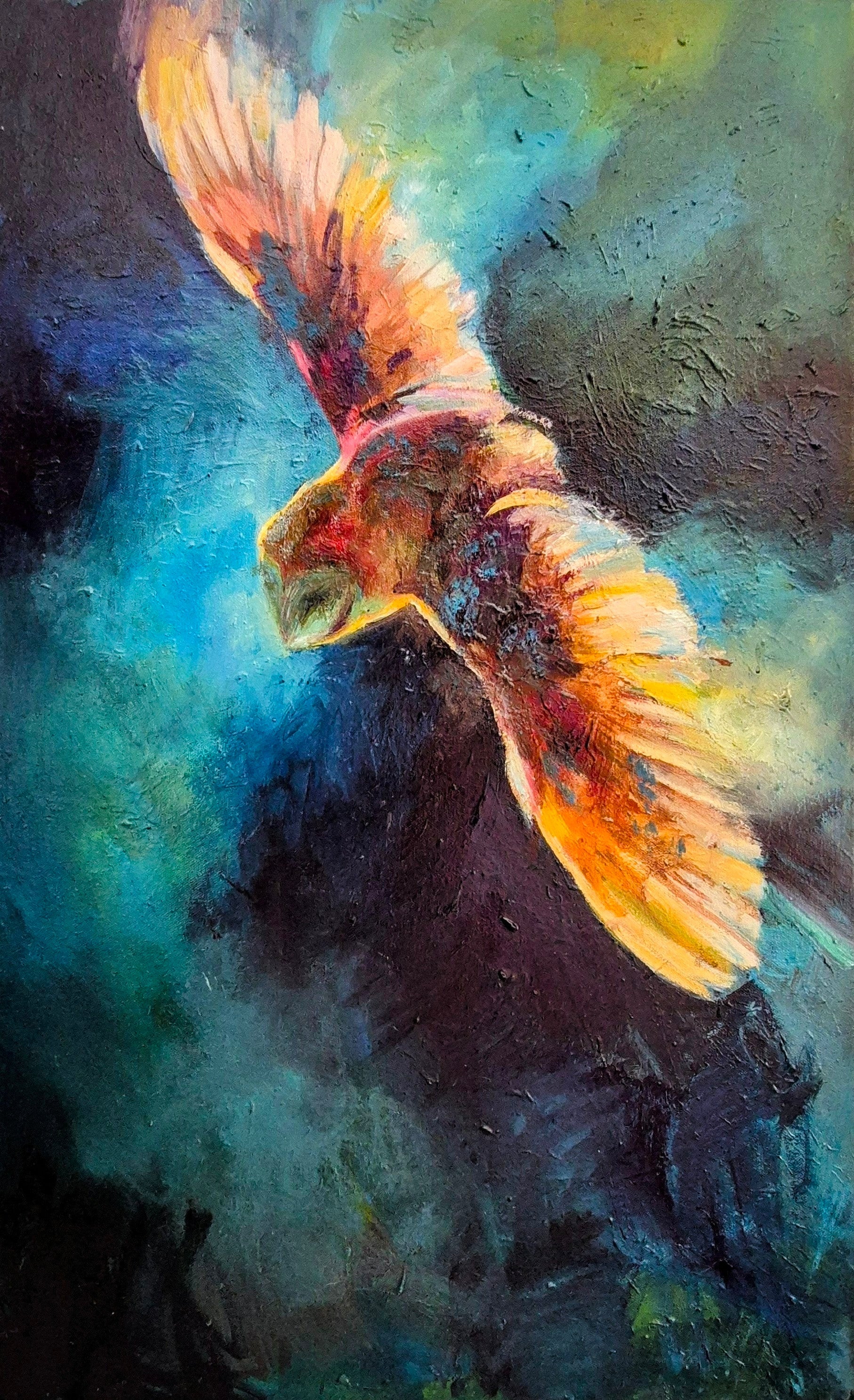 'Liberty is Yours' Original Owl Oil Painting - 50 x 80 cm