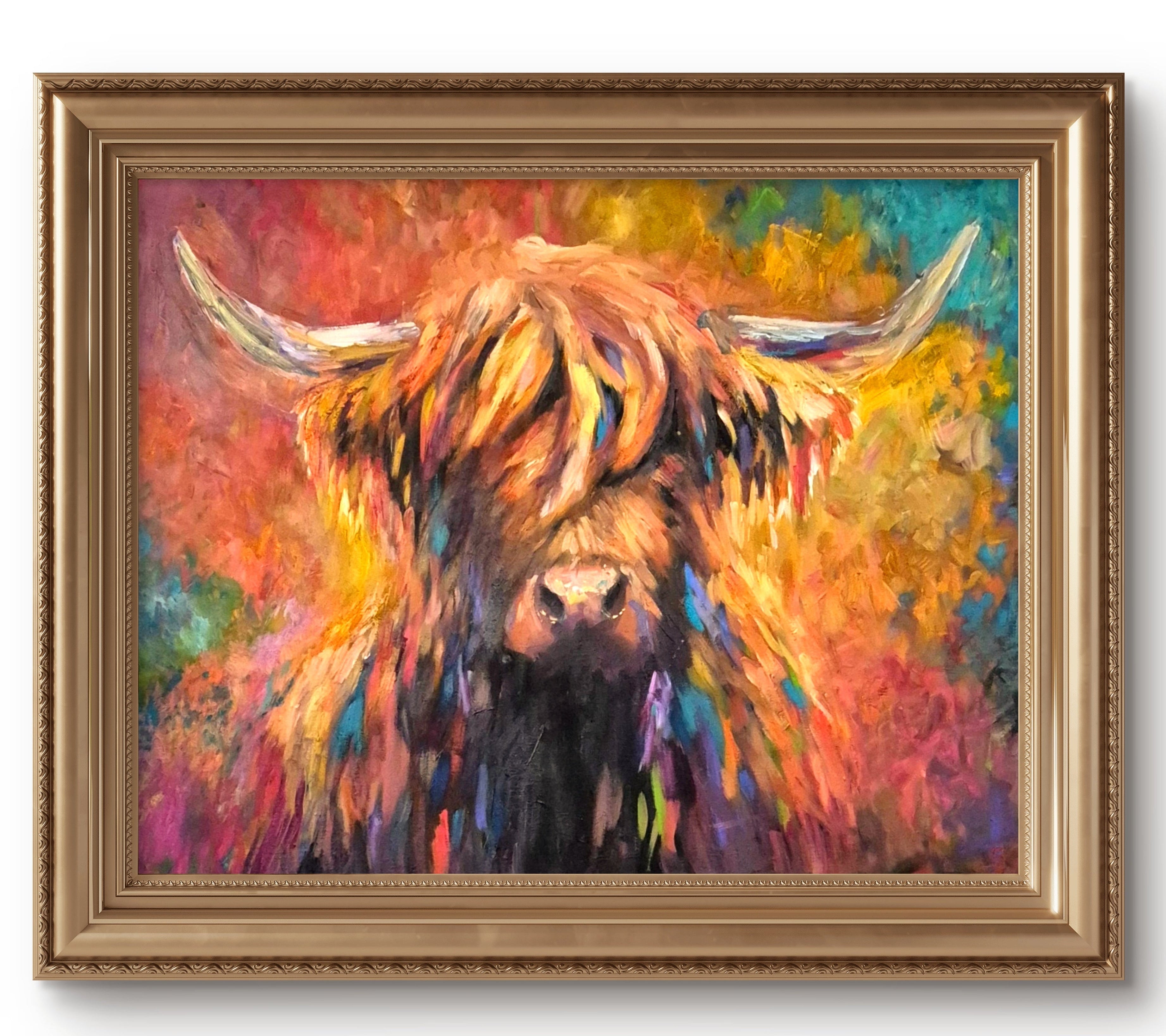 "Aviemore" Original Highland Cow Oil Painting 40 x 28"/76 x 100 cm