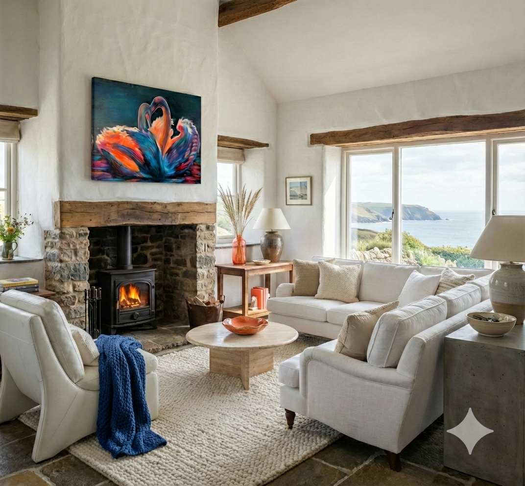 Celestial Swans - Original Oil Painting 78 x 100 cm/30 x 40"