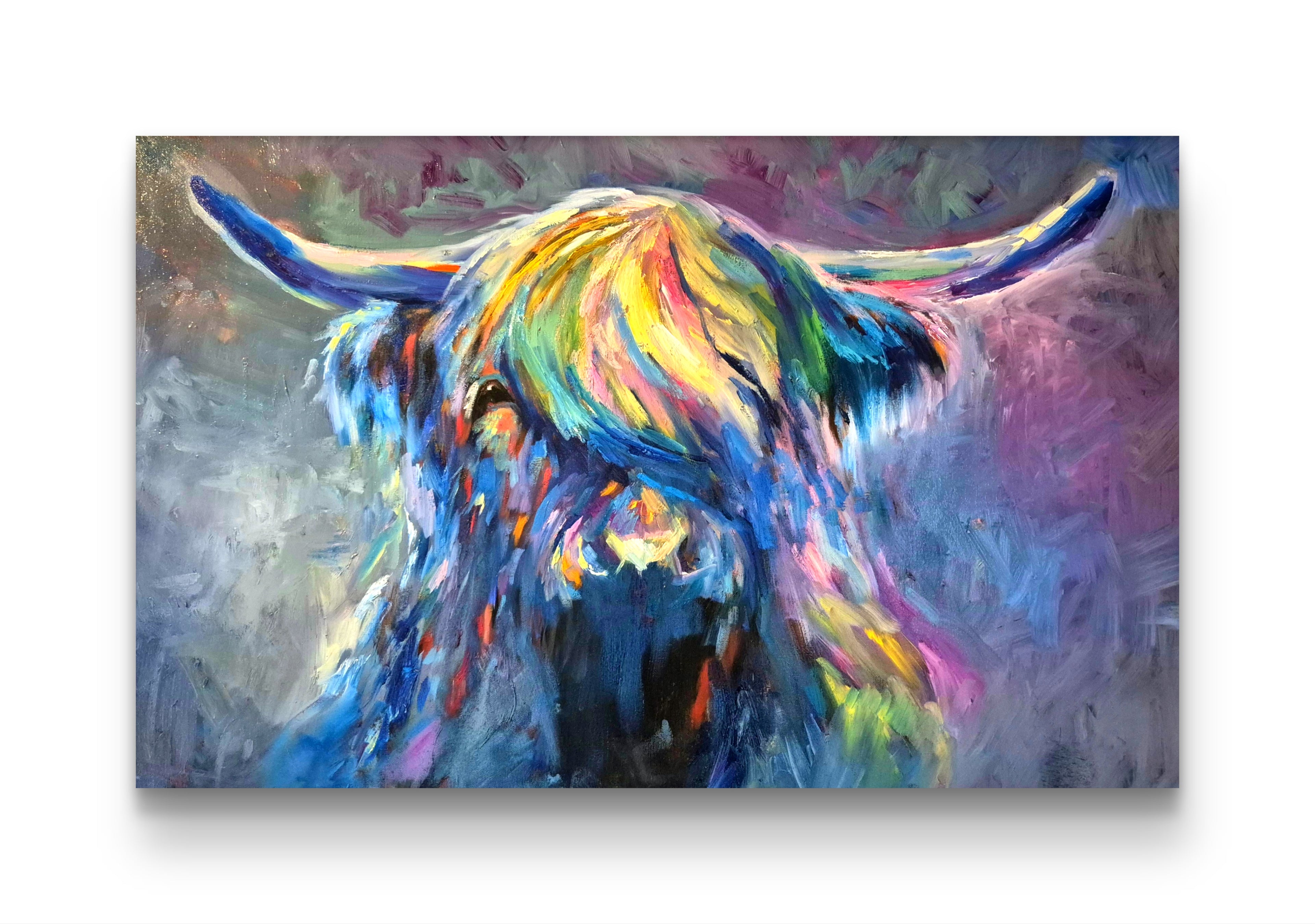 Nevada - Original Highland Cow Oil Painting. 80 x 50"
