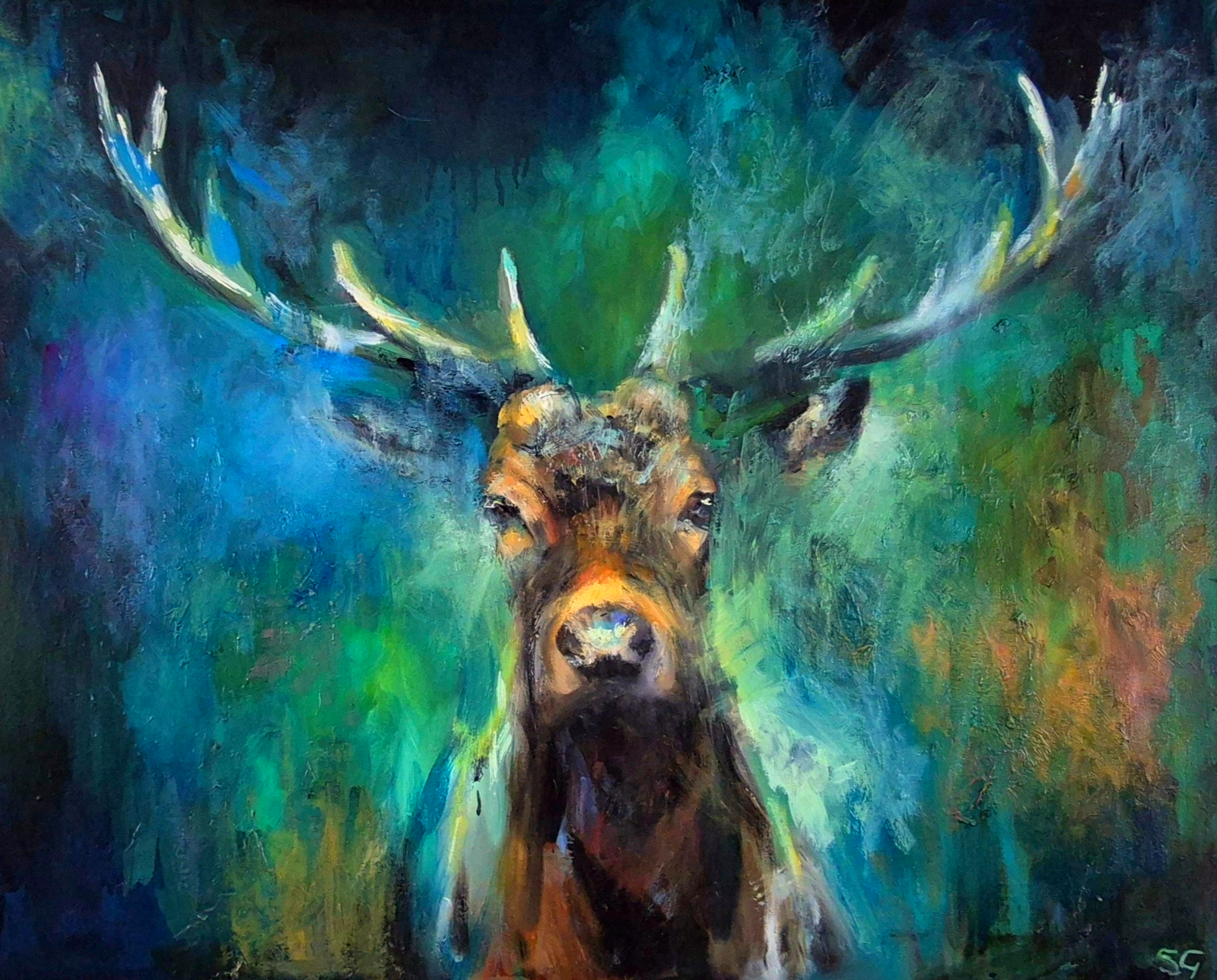 'Amberley' - Original Stag Painting 100 x 80 cm/ 40 x 30"