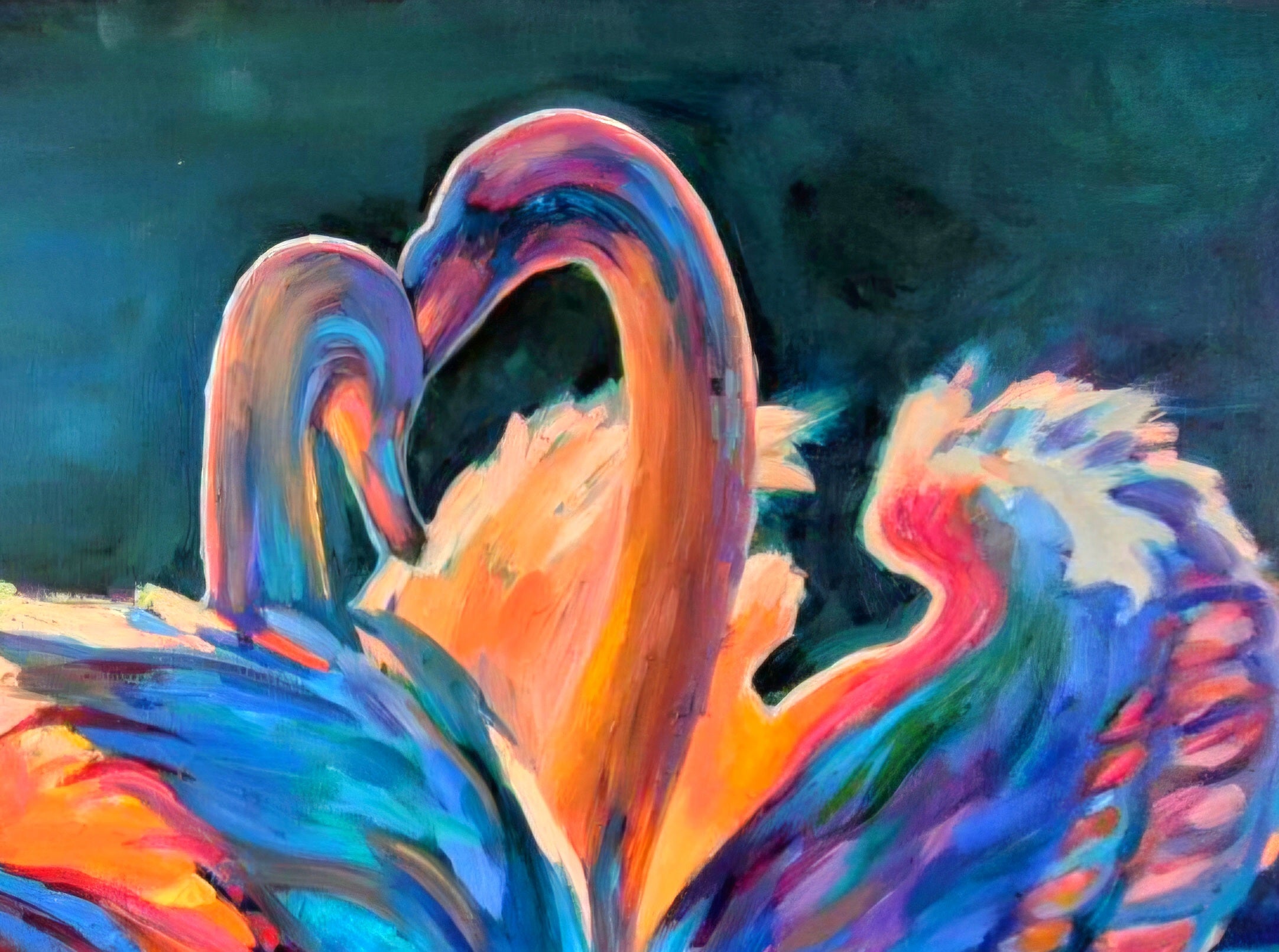 "Celestial Swans" 77 x 100 cm/ 30 x 40 " Original Oil Painting