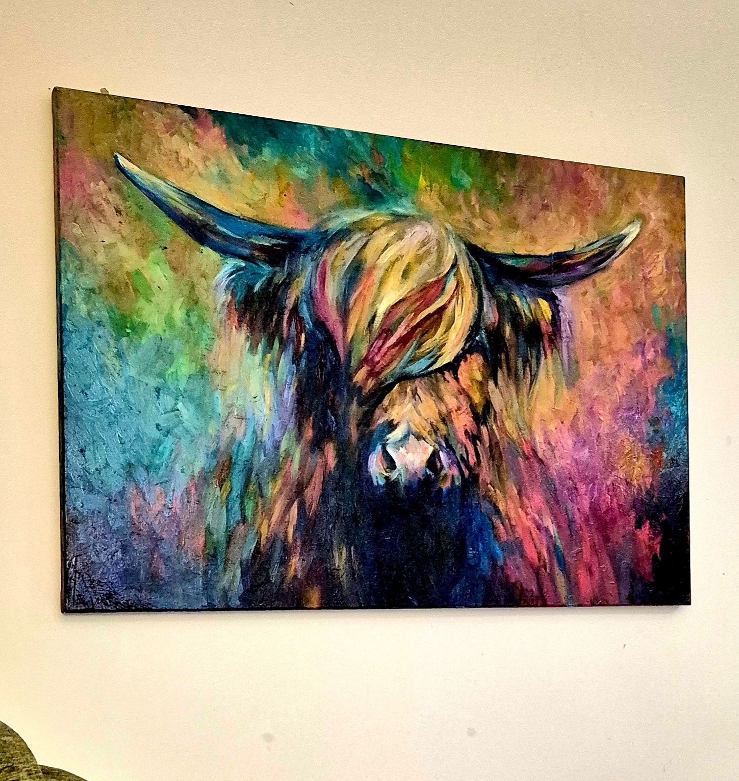 "Ballantine" Original Highland Cow Oil Painting 40 x 30"/80 x 100 cm