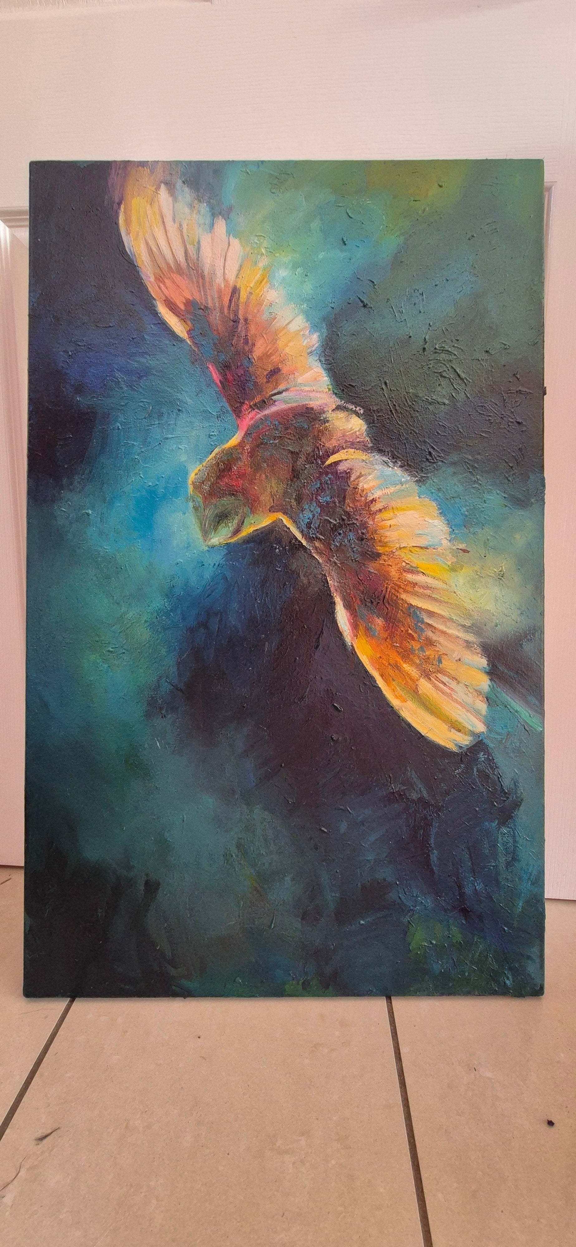 'Liberty is Yours' Original Owl Oil Painting - 50 x 80 cm