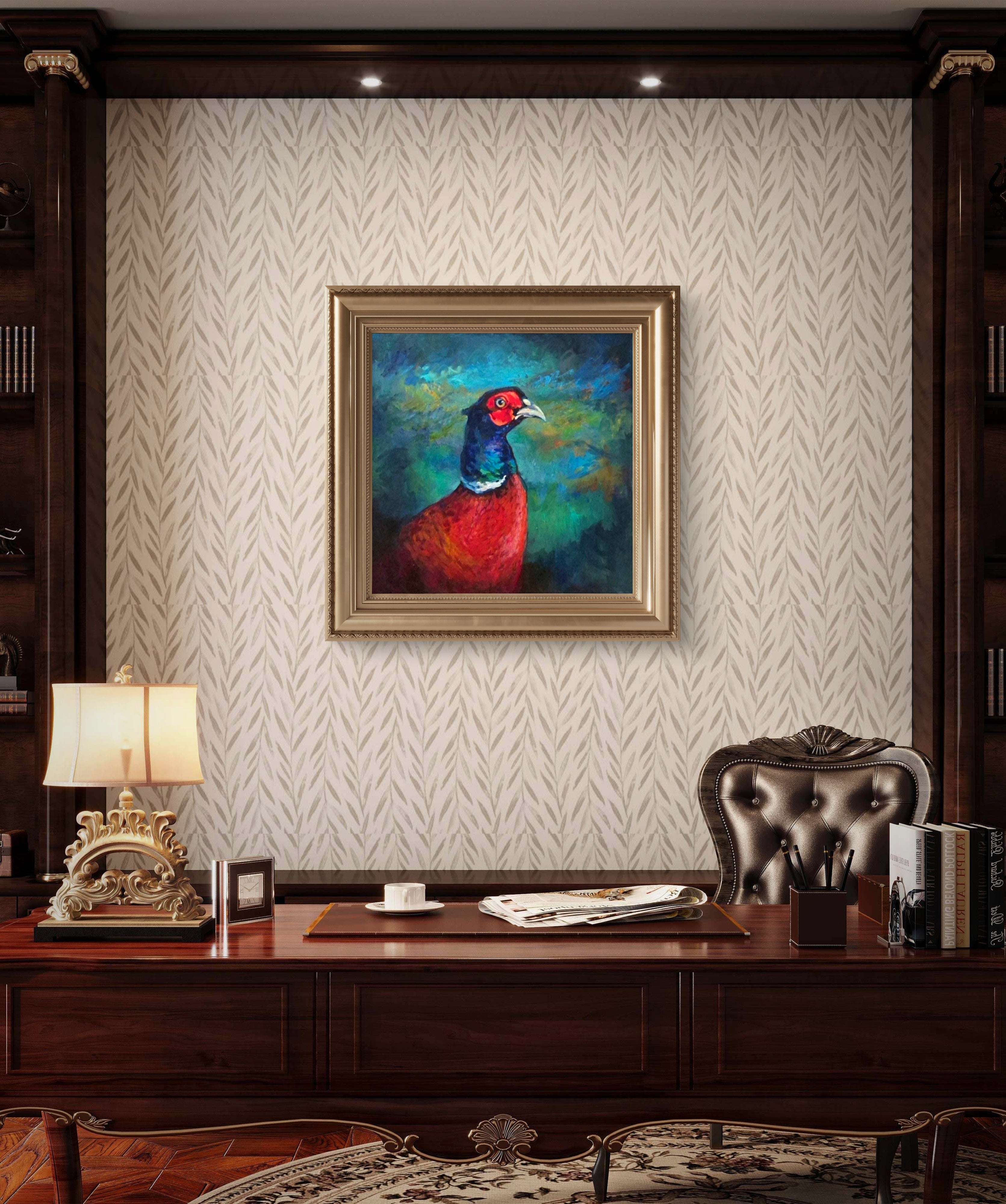 Sir Rouge - Original Pheasant Painting in Acrylic and Oil -50 x 50 cm/20 x 20 "