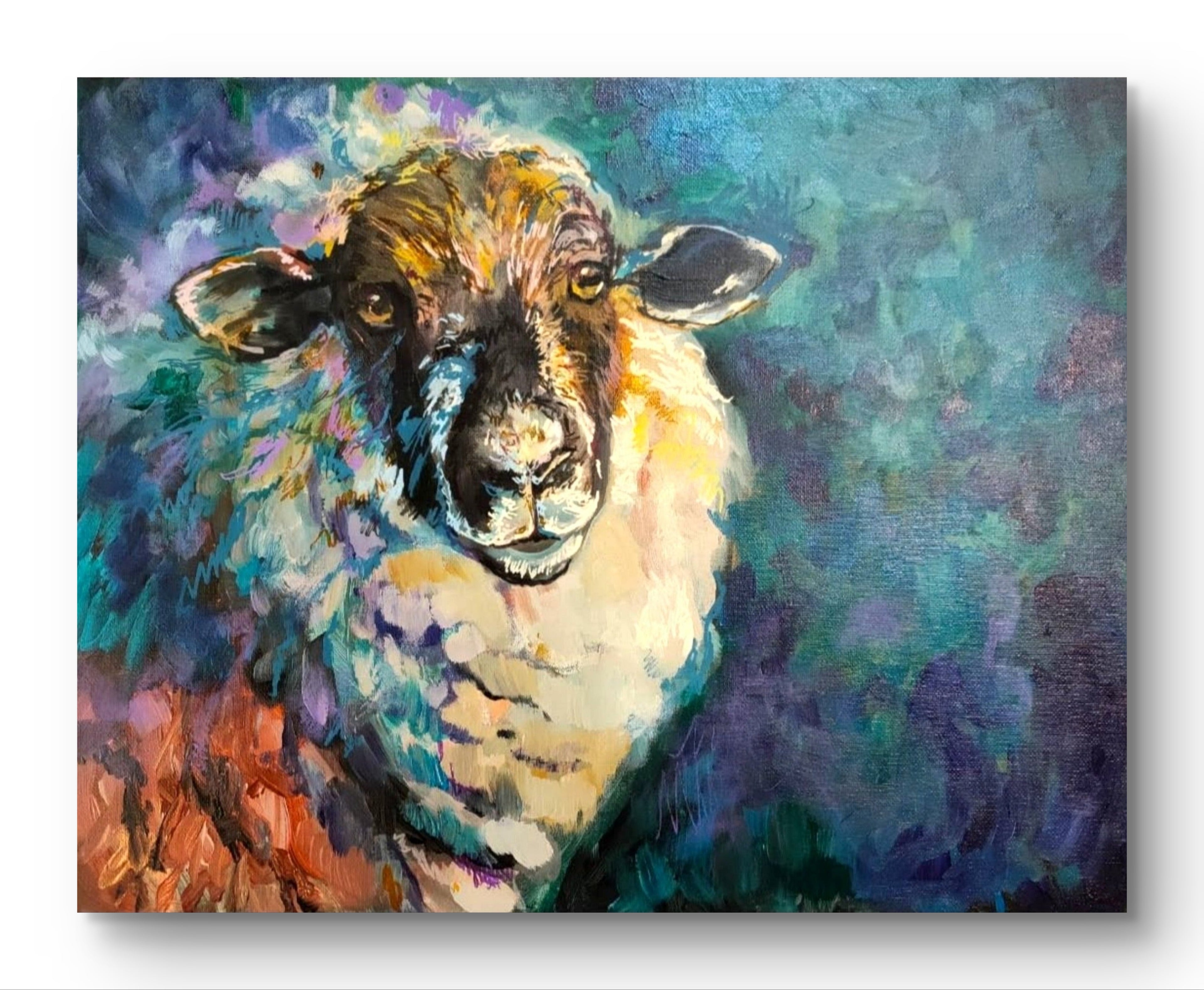 'Abigail' - Original Sheep Painting - 40 x 50 cm / 16 x 20 "