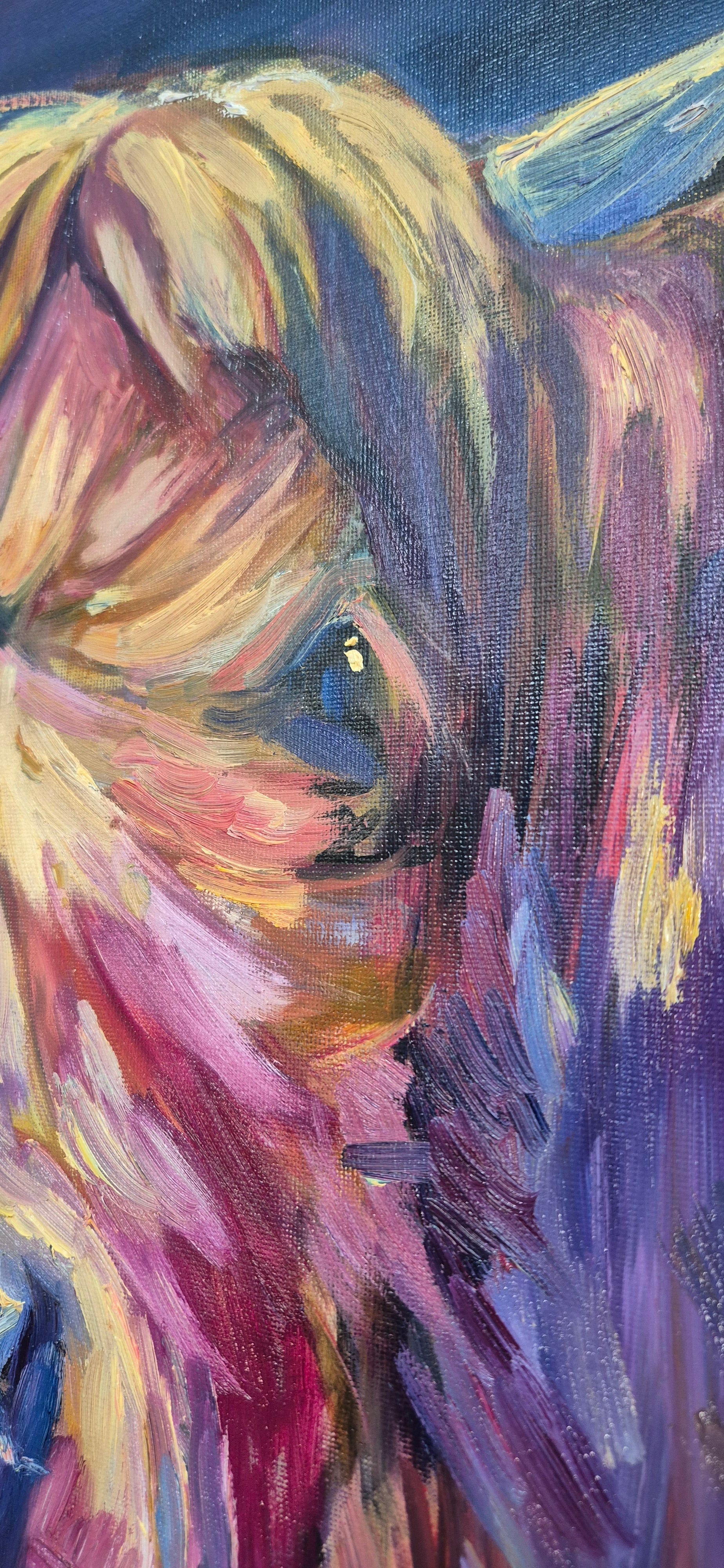 'Larrimuir' Original Highland Cow Oil Painting. 50 x 80 cm