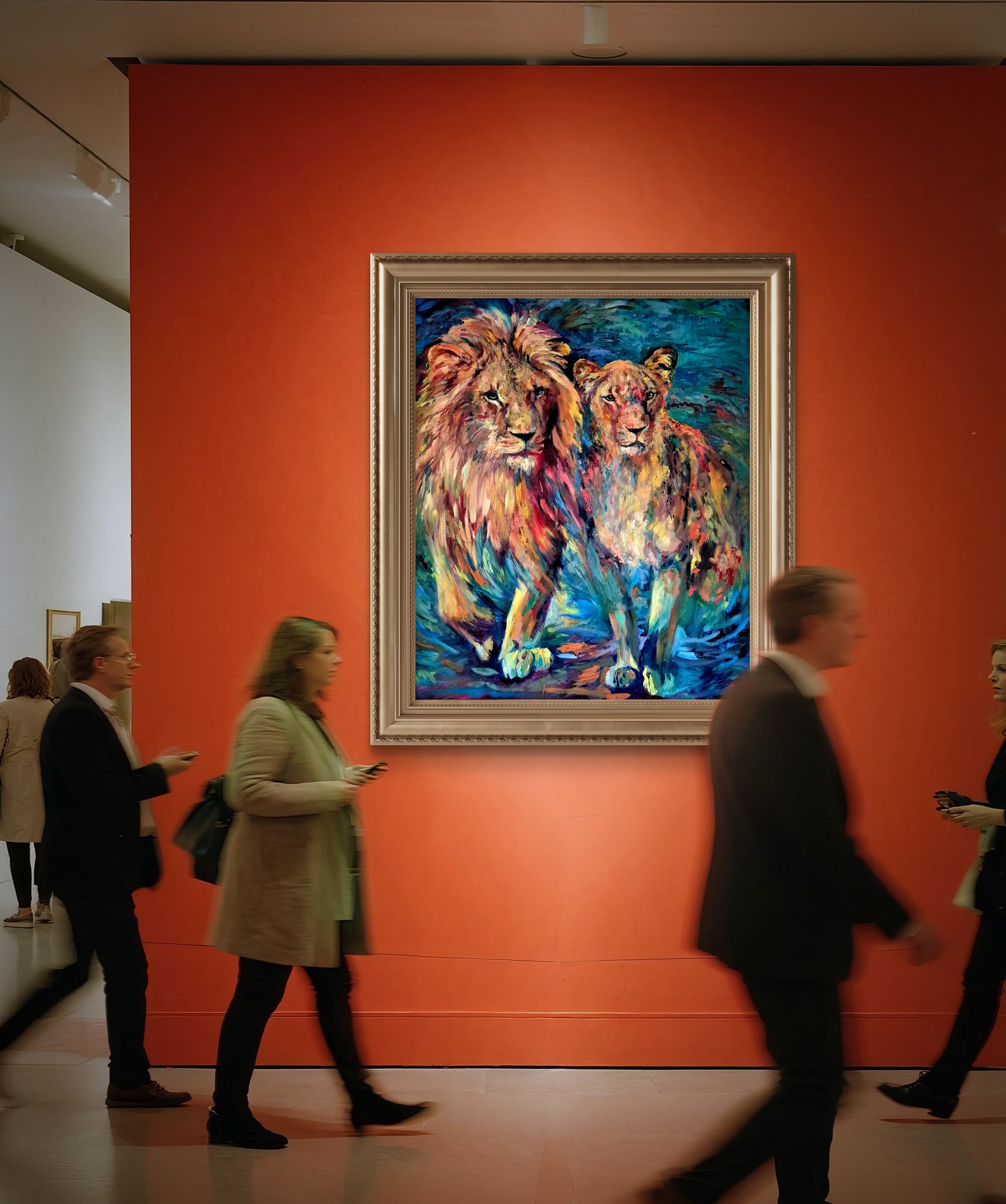 Auric Lions - Original Oil Painting - 100 x 120cm / 40 x 48"