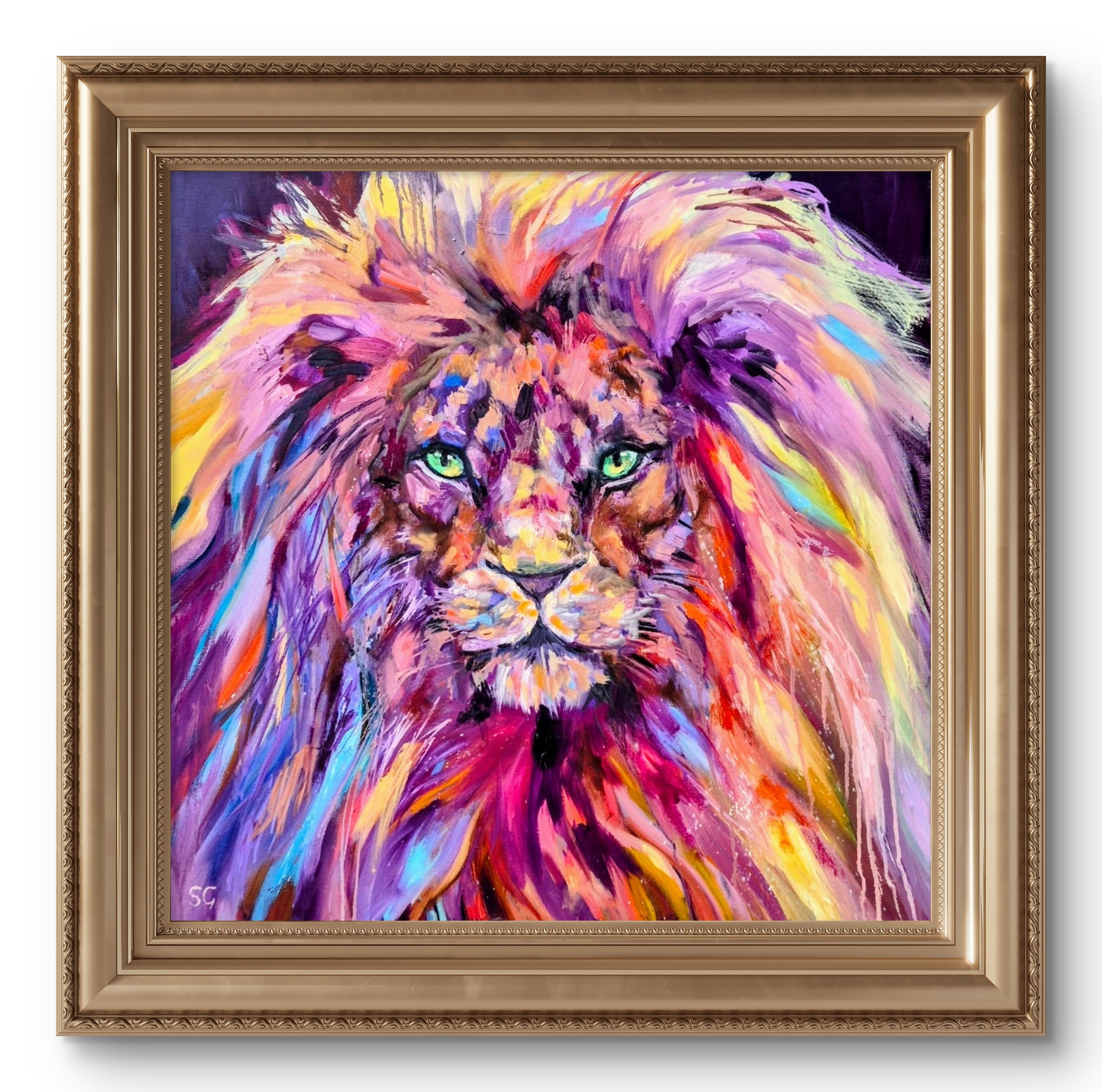 'Majestic Heart' - Original Lion Oil Painting 70 x 70 cm