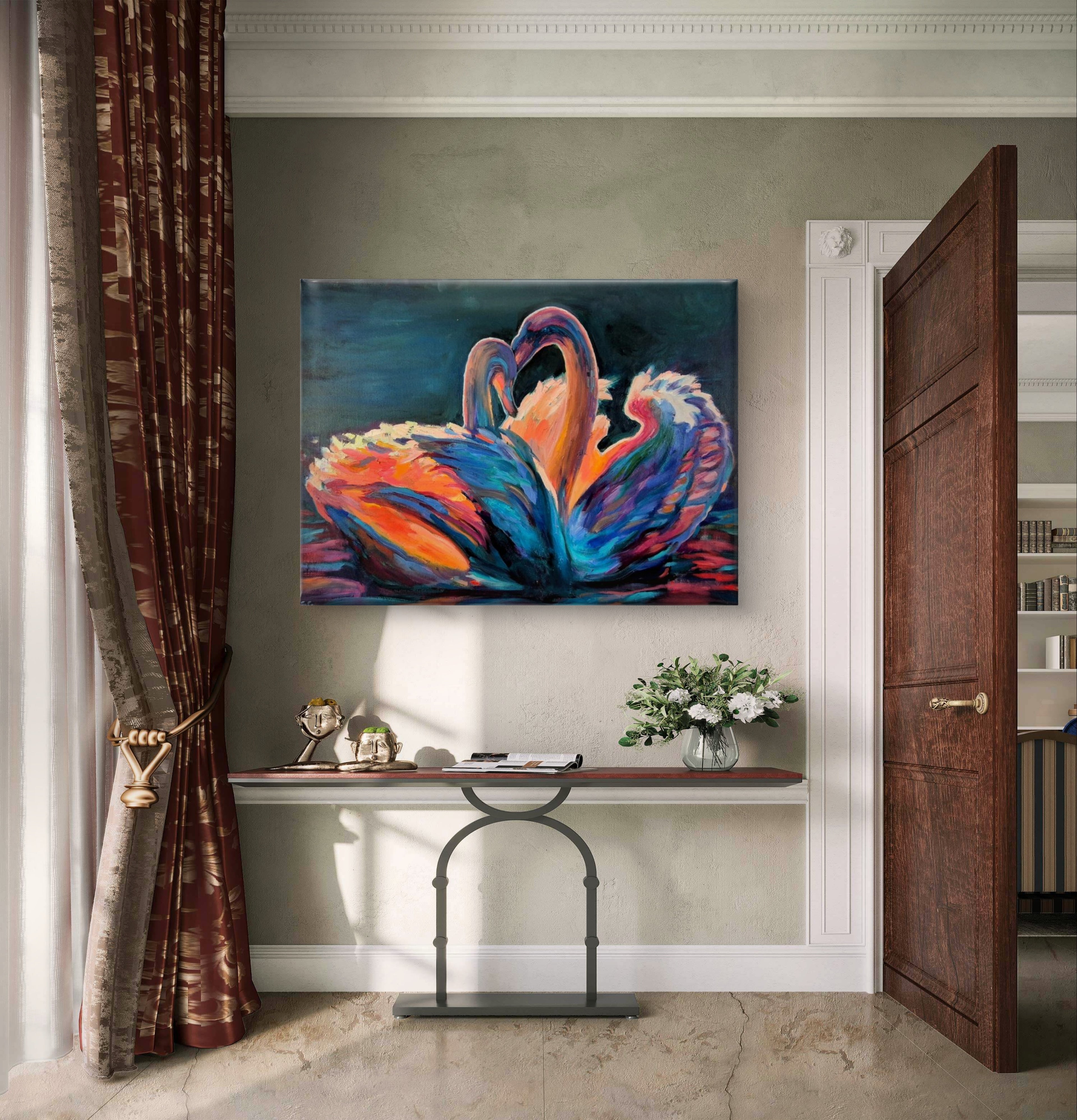 "Celestial Swans" 77 x 100 cm/ 30 x 40 " Original Oil Painting