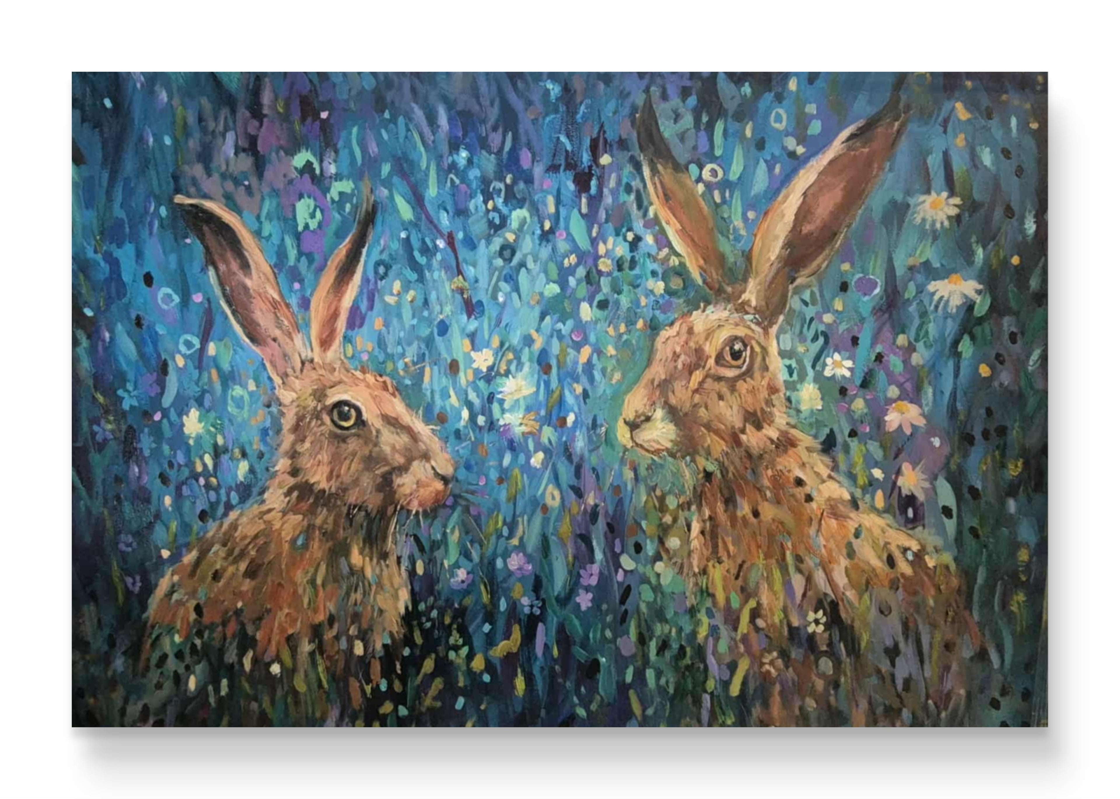 Playful Hares 60 x 90 cm (framed)