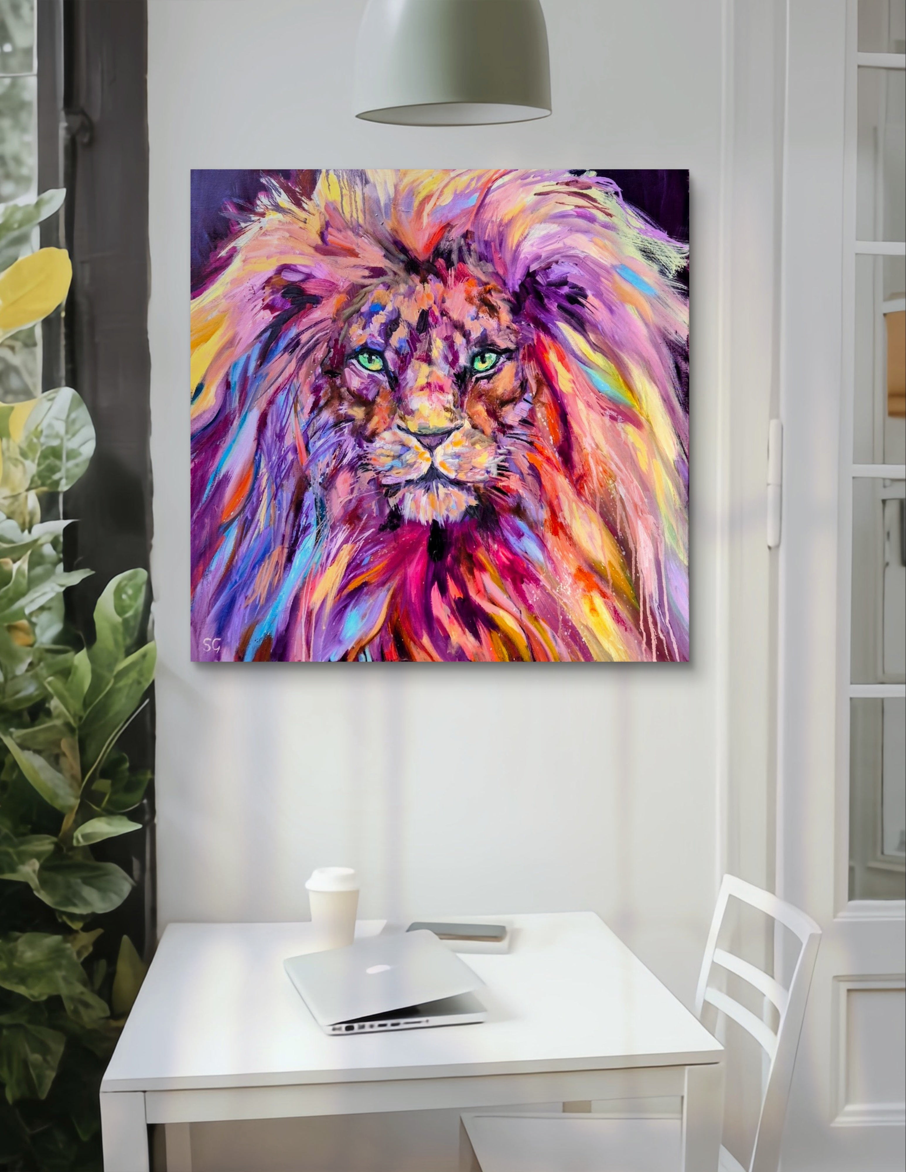 'Majestic Heart' - Original Lion Oil Painting 70 x 70 cm