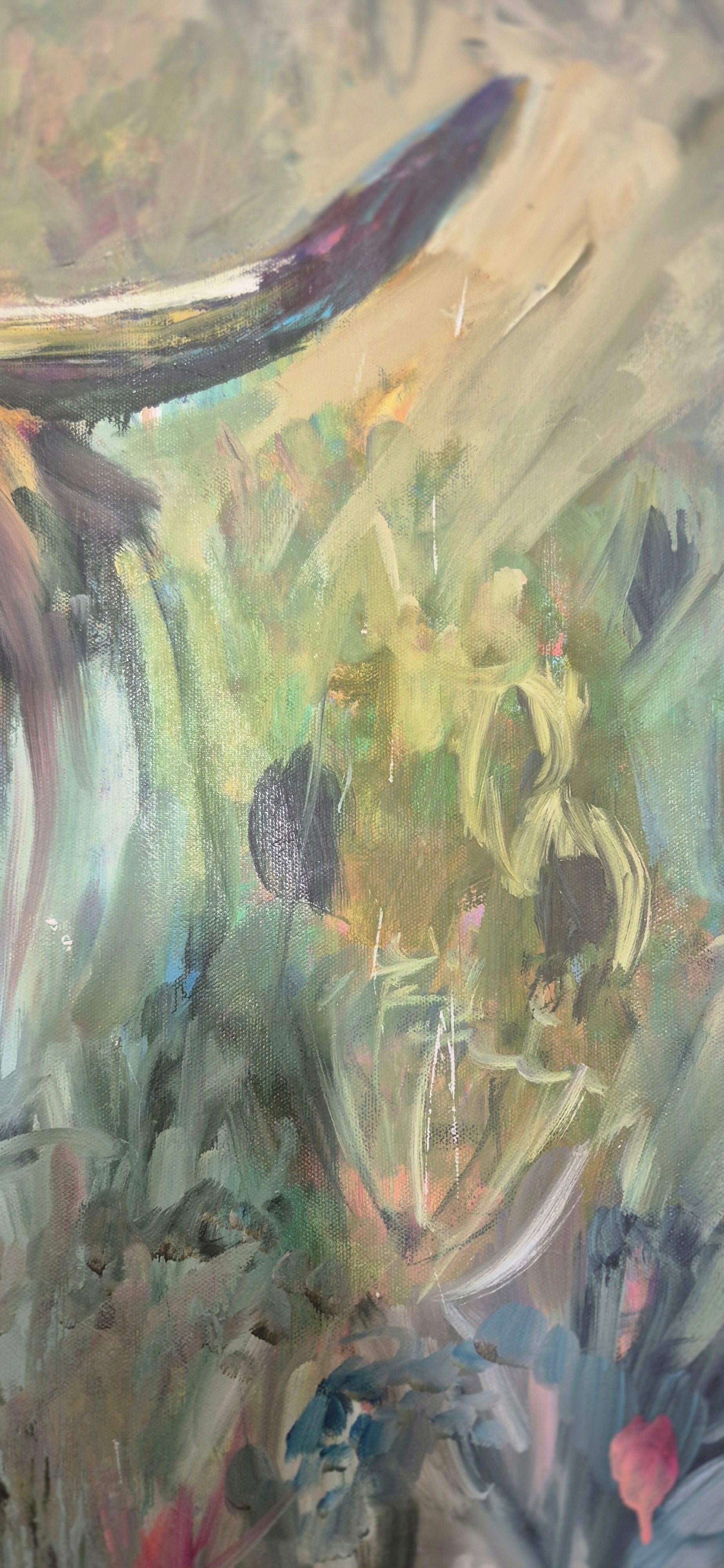 'Isle of Canna' Original Highland Cow Oil Painting. 80 x 100 cm/30 x 40 "