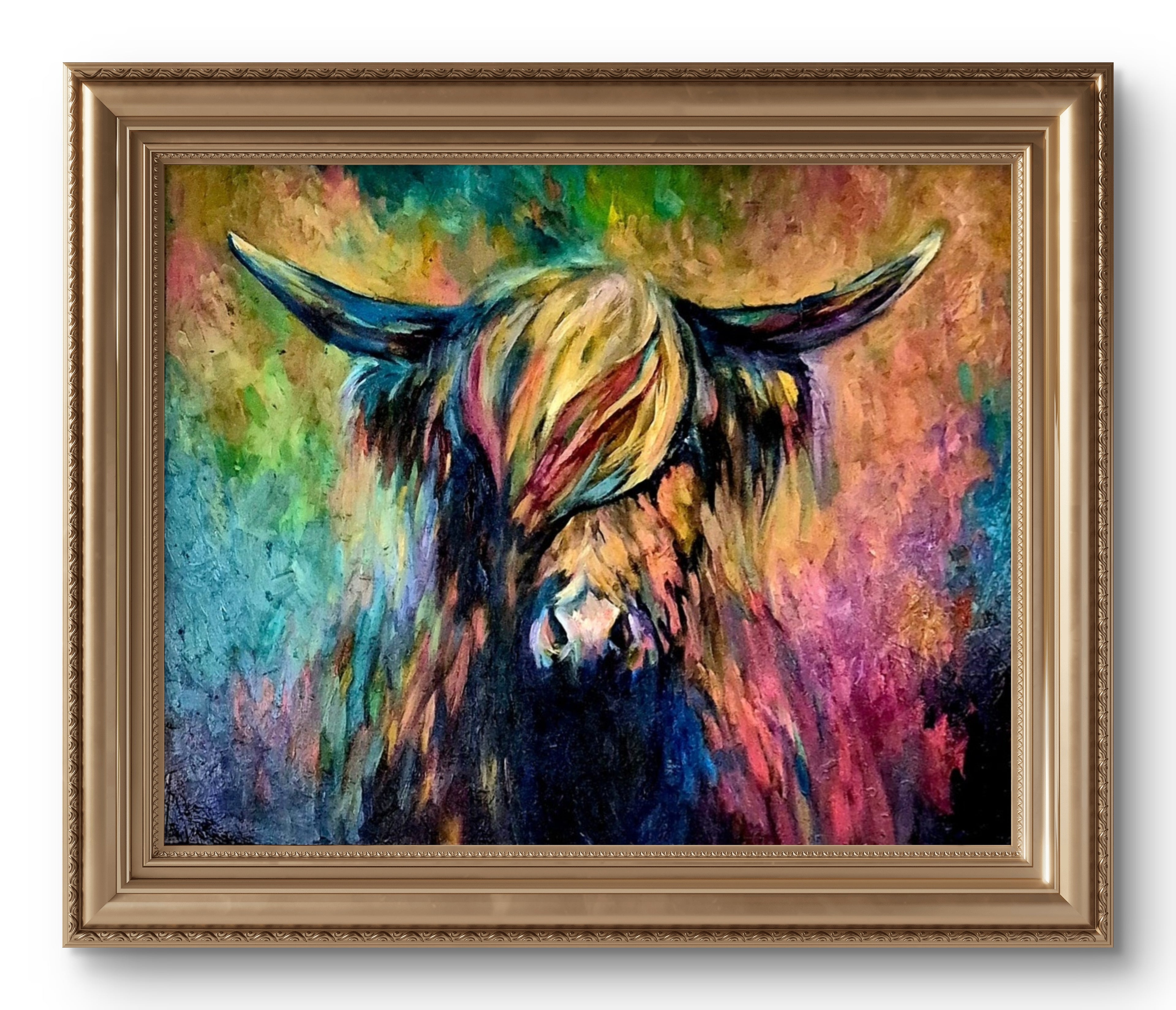 "Ballantine" Original Highland Cow Oil Painting 40 x 30"/80 x 100 cm
