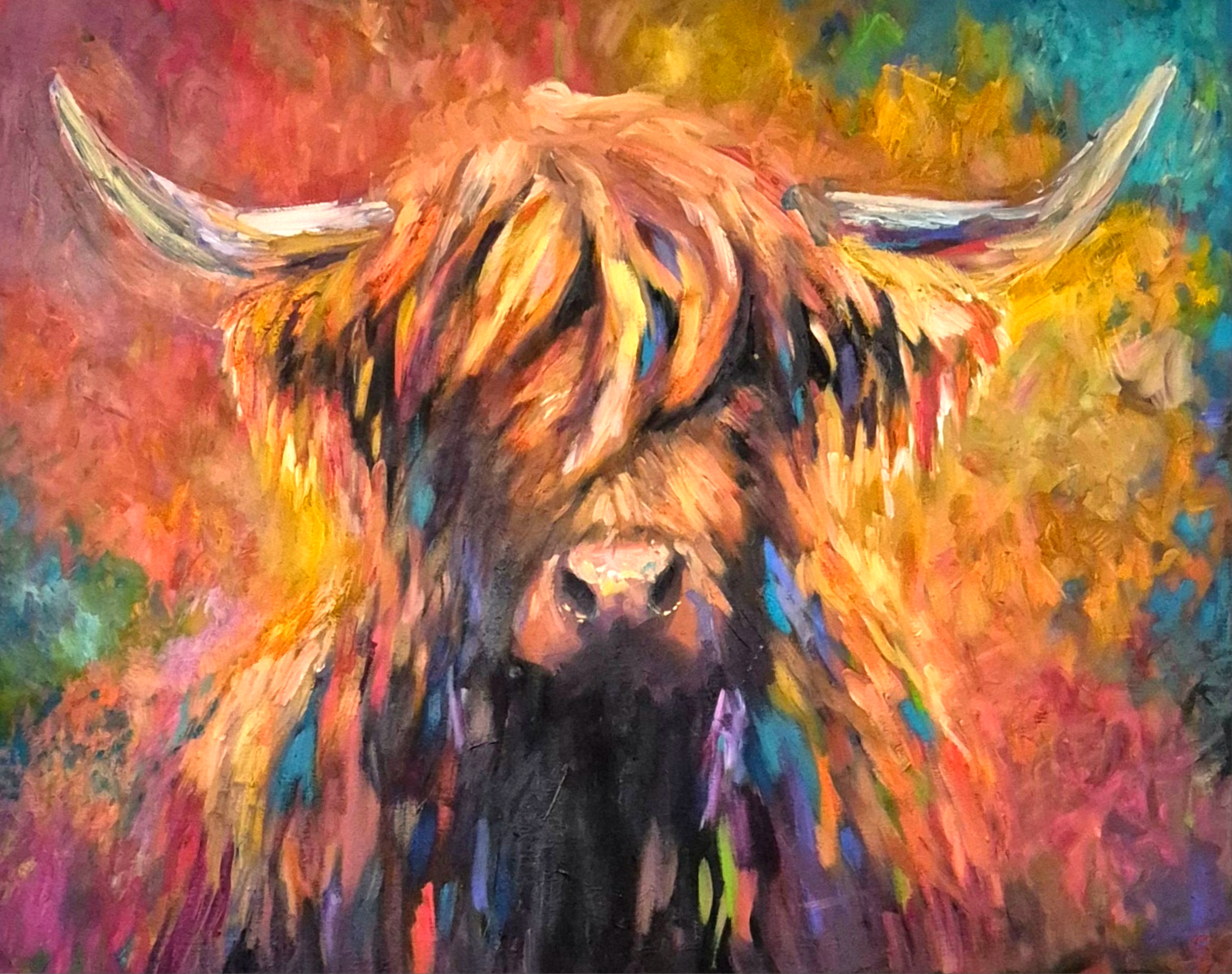 "Aviemore" Original Highland Cow Oil Painting 40 x 28"/76 x 100 cm
