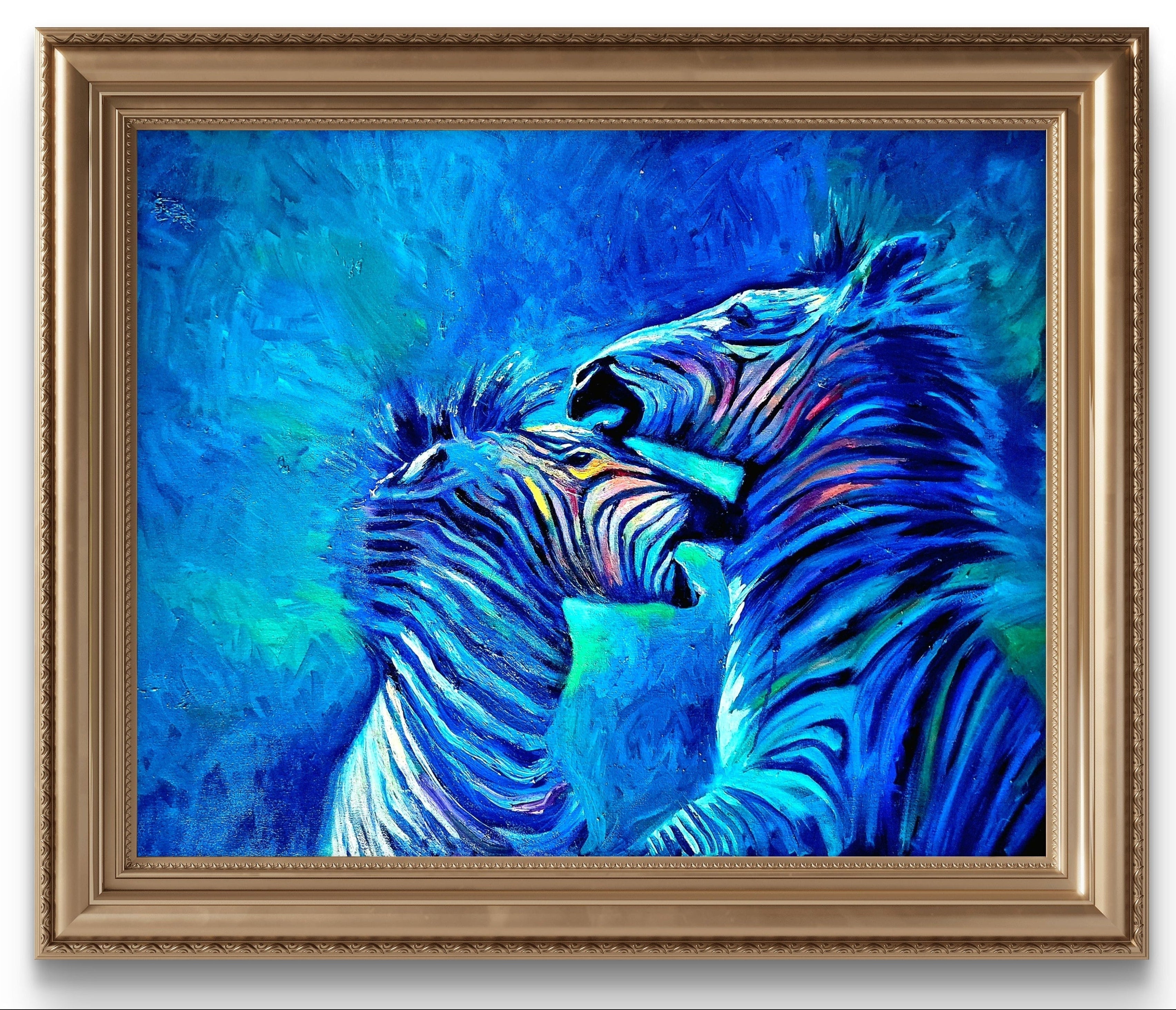 Spectral Zebras- Original Oil Painting - 100 x 80 cm / 40 x 30"
