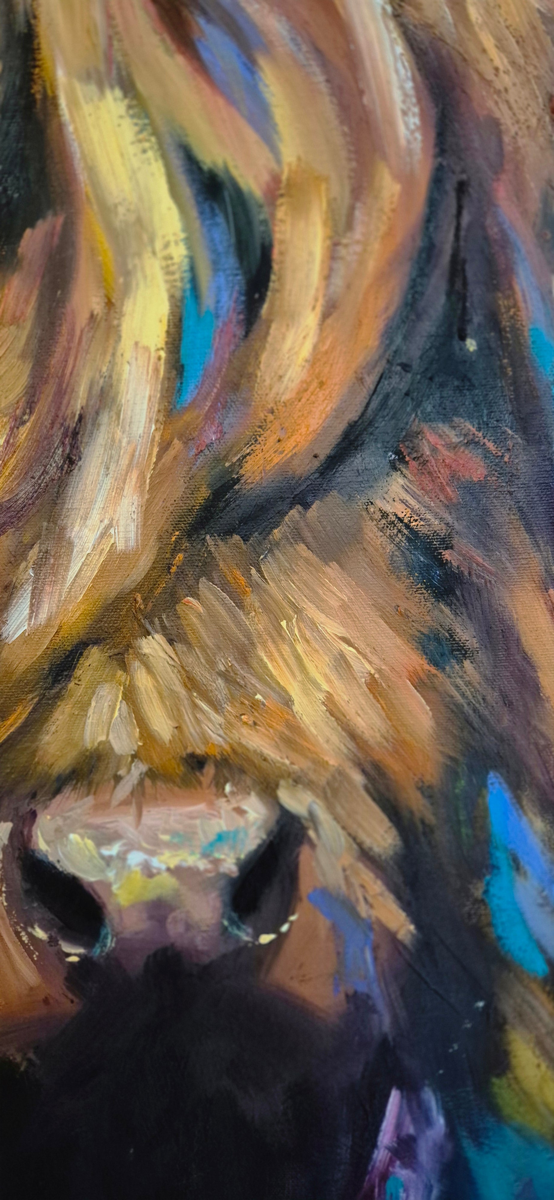 "Aviemore" Original Highland Cow Oil Painting 40 x 28"/76 x 100 cm