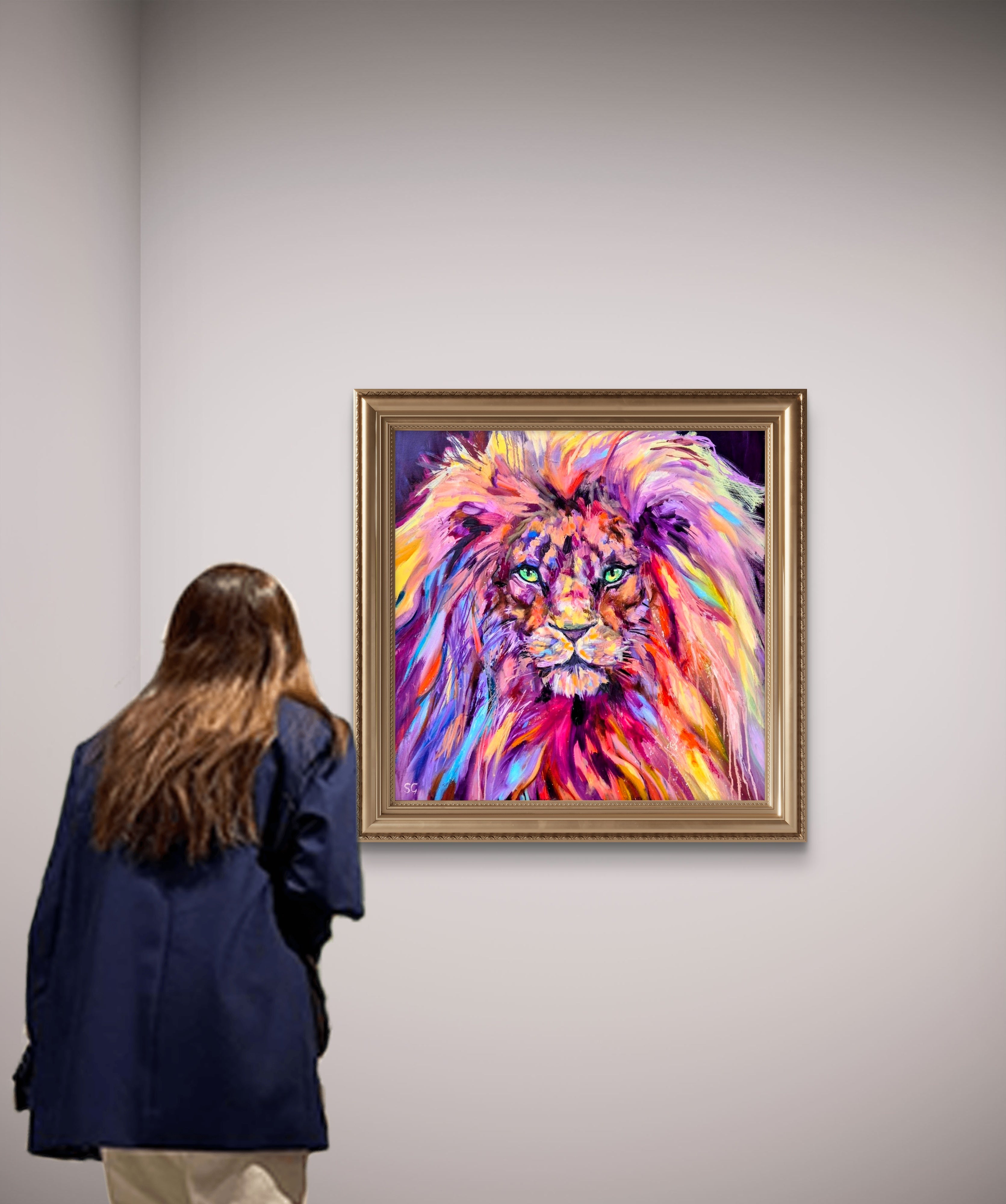 'Majestic Heart' - Original Lion Oil Painting 70 x 70 cm